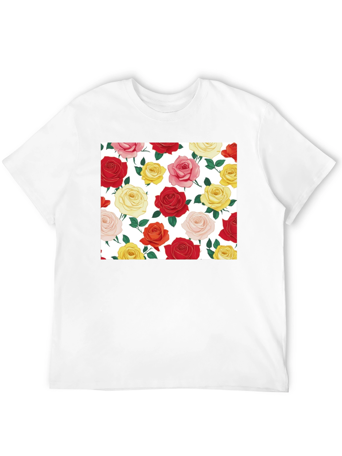 Floral Roses Black T-Shirt - Classic Design