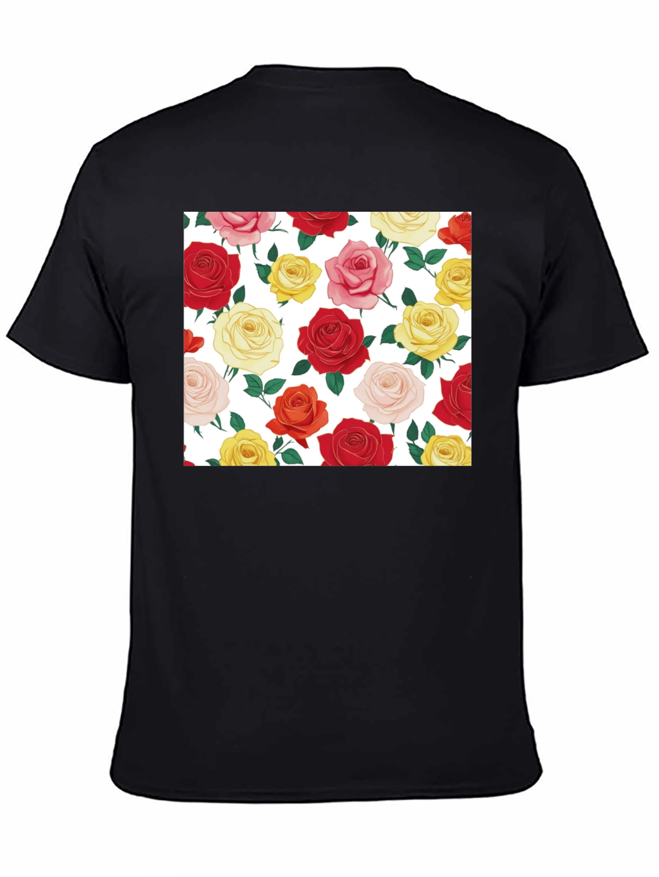 Floral Roses Black T-Shirt - Classic Design