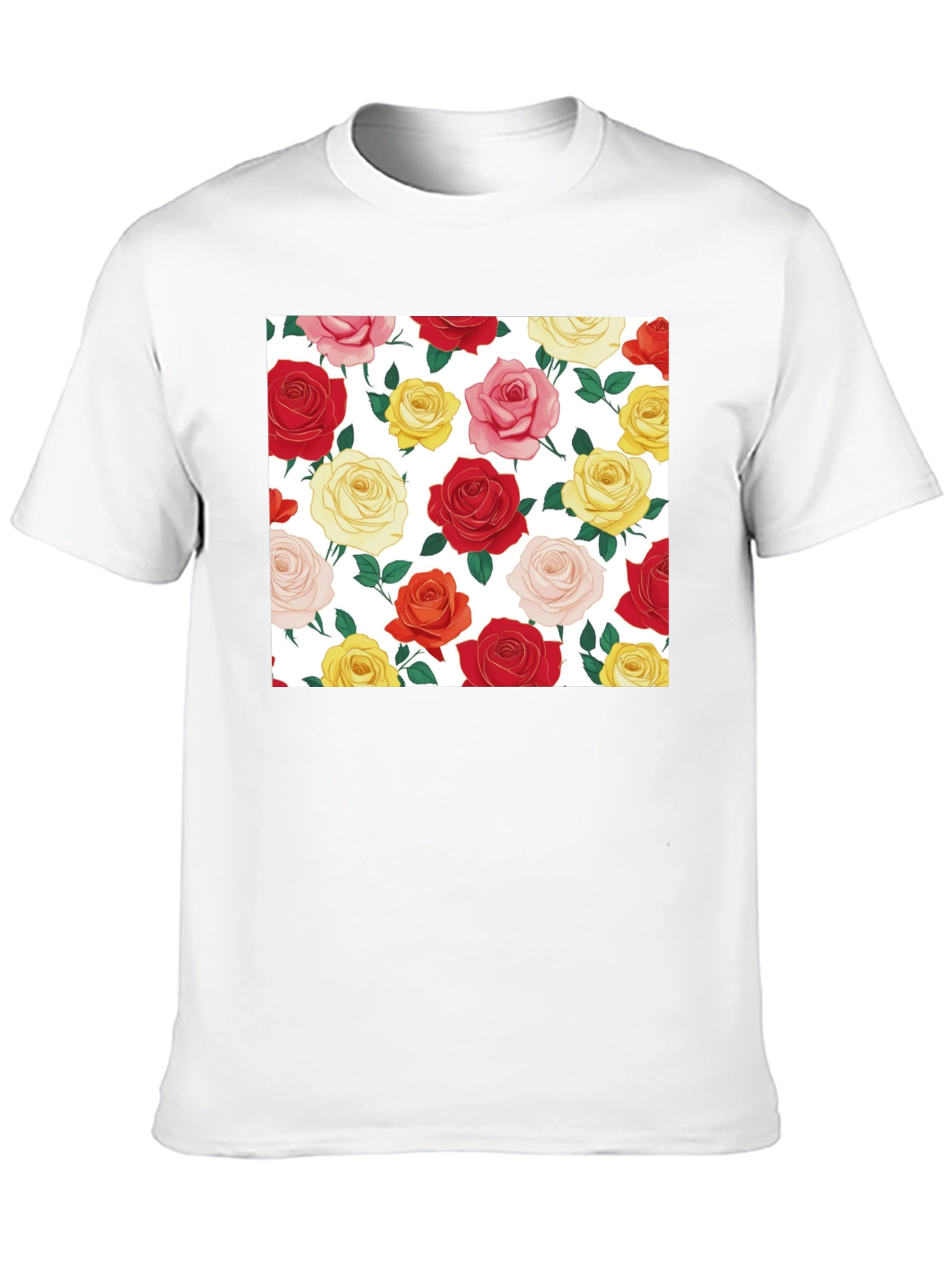 Floral Roses Black T-Shirt - Classic Design