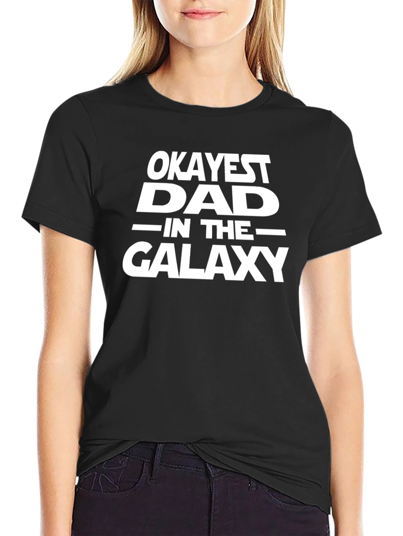 Okayest Dad in the Galaxy Black T-Shirt
