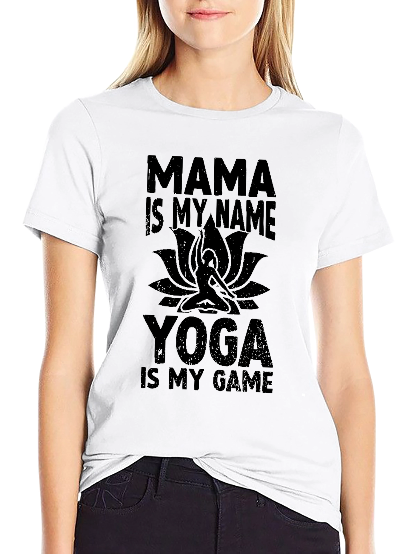 Mama Yoga T-Shirt - Black Cotton Tee