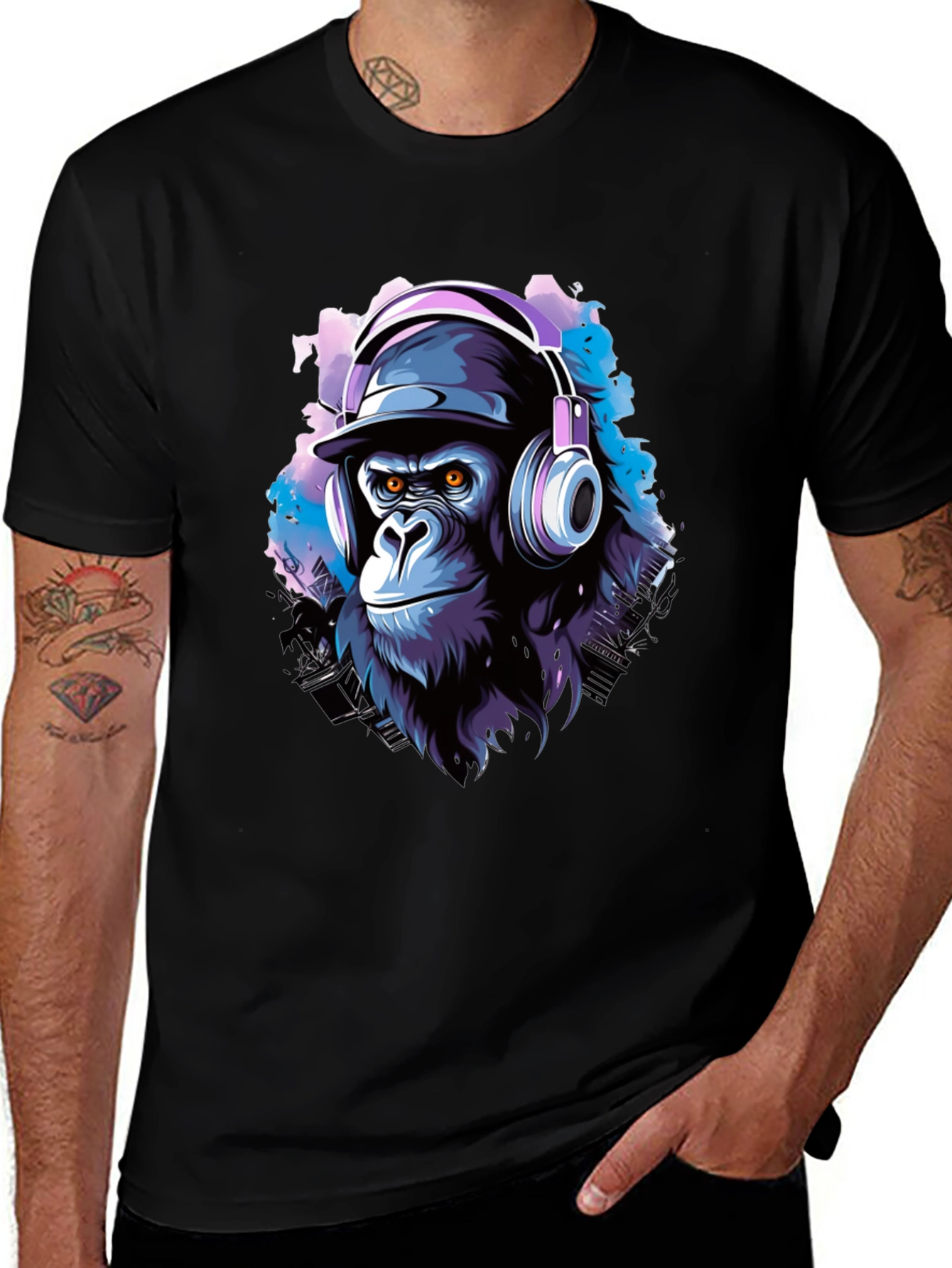 Cool Gorilla DJ Black T-Shirt