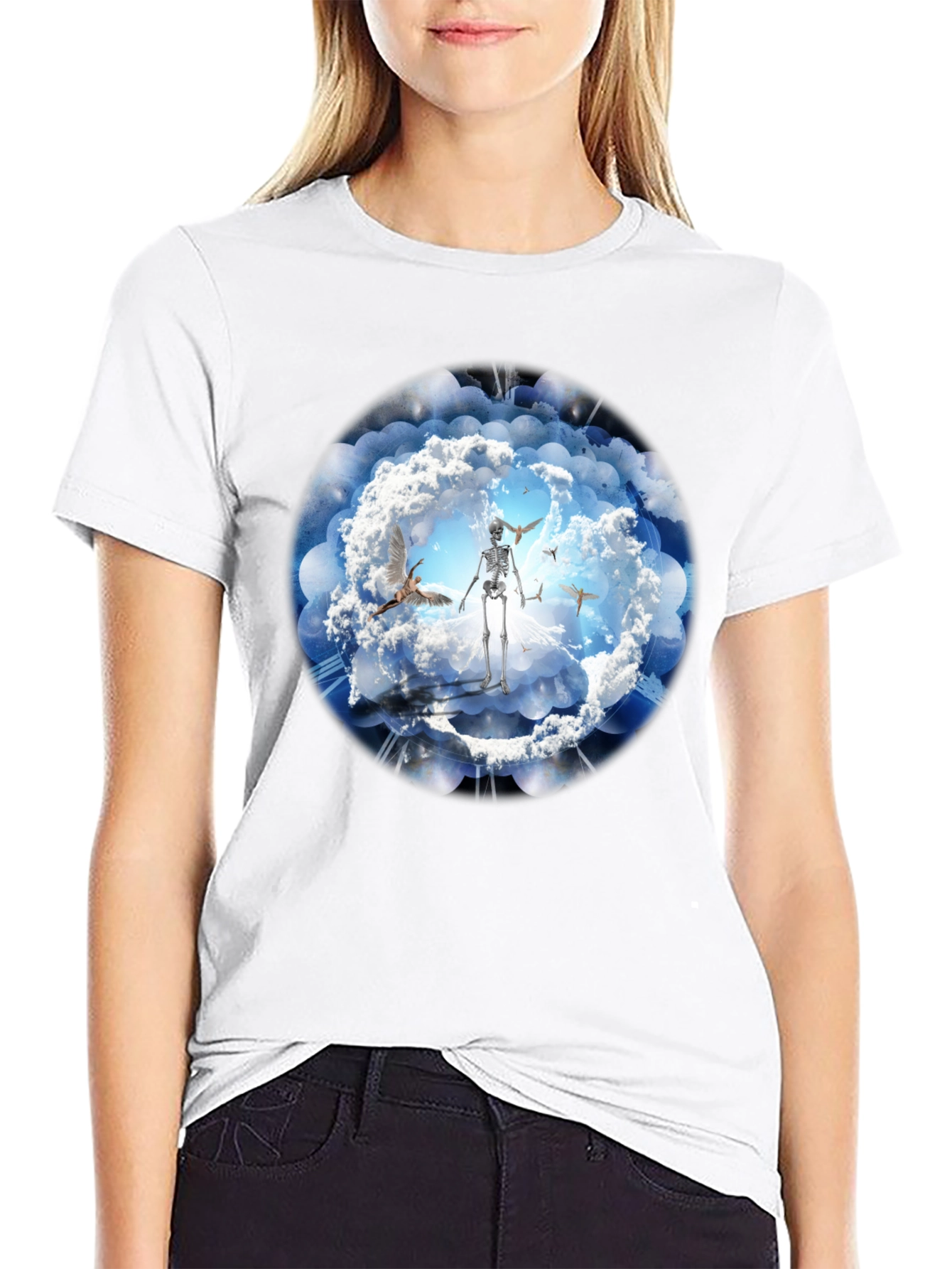 Cloud Skeleton T-Shirt - Death Among Clouds