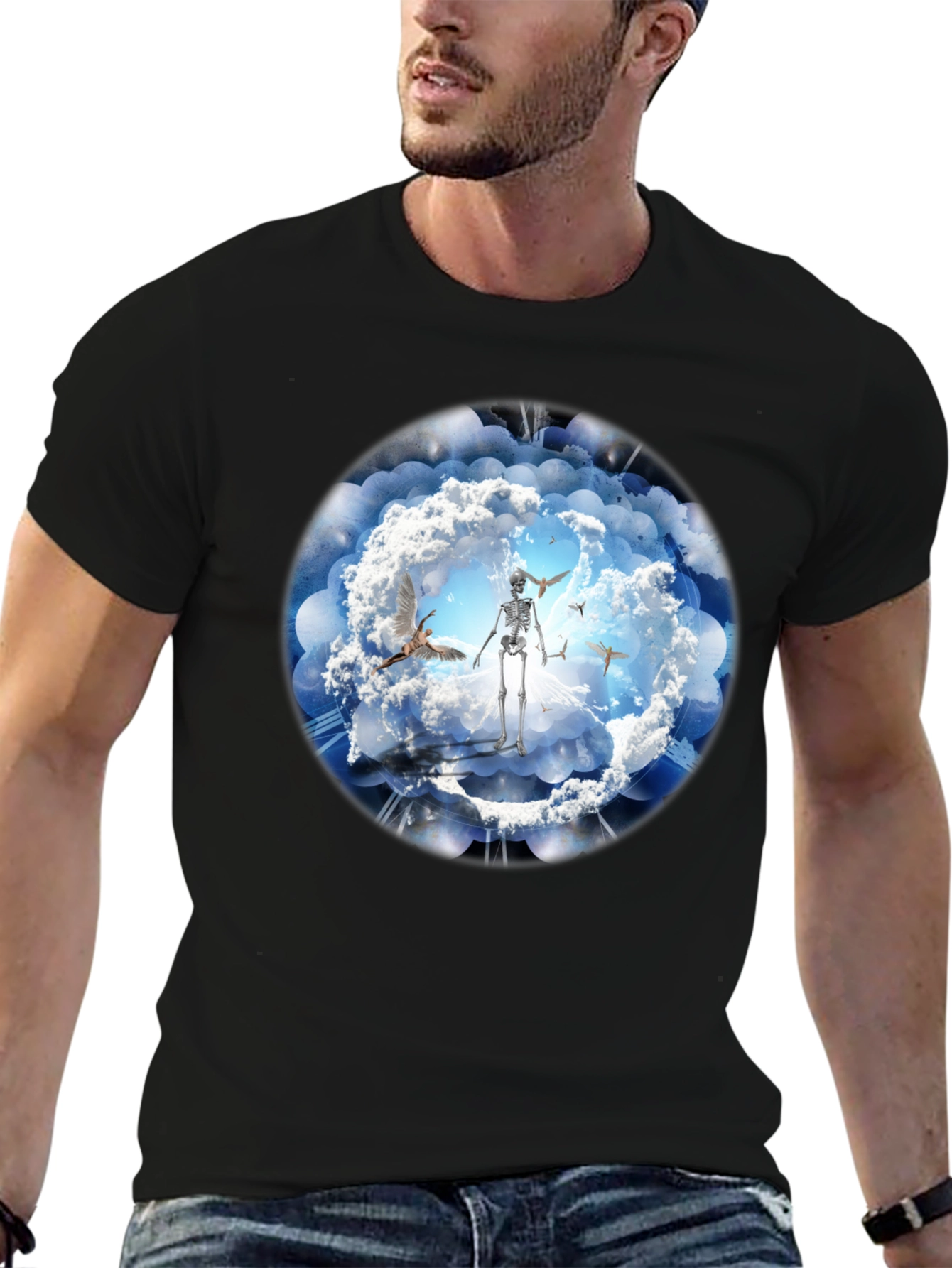 Cloud Skeleton T-Shirt - Death Among Clouds