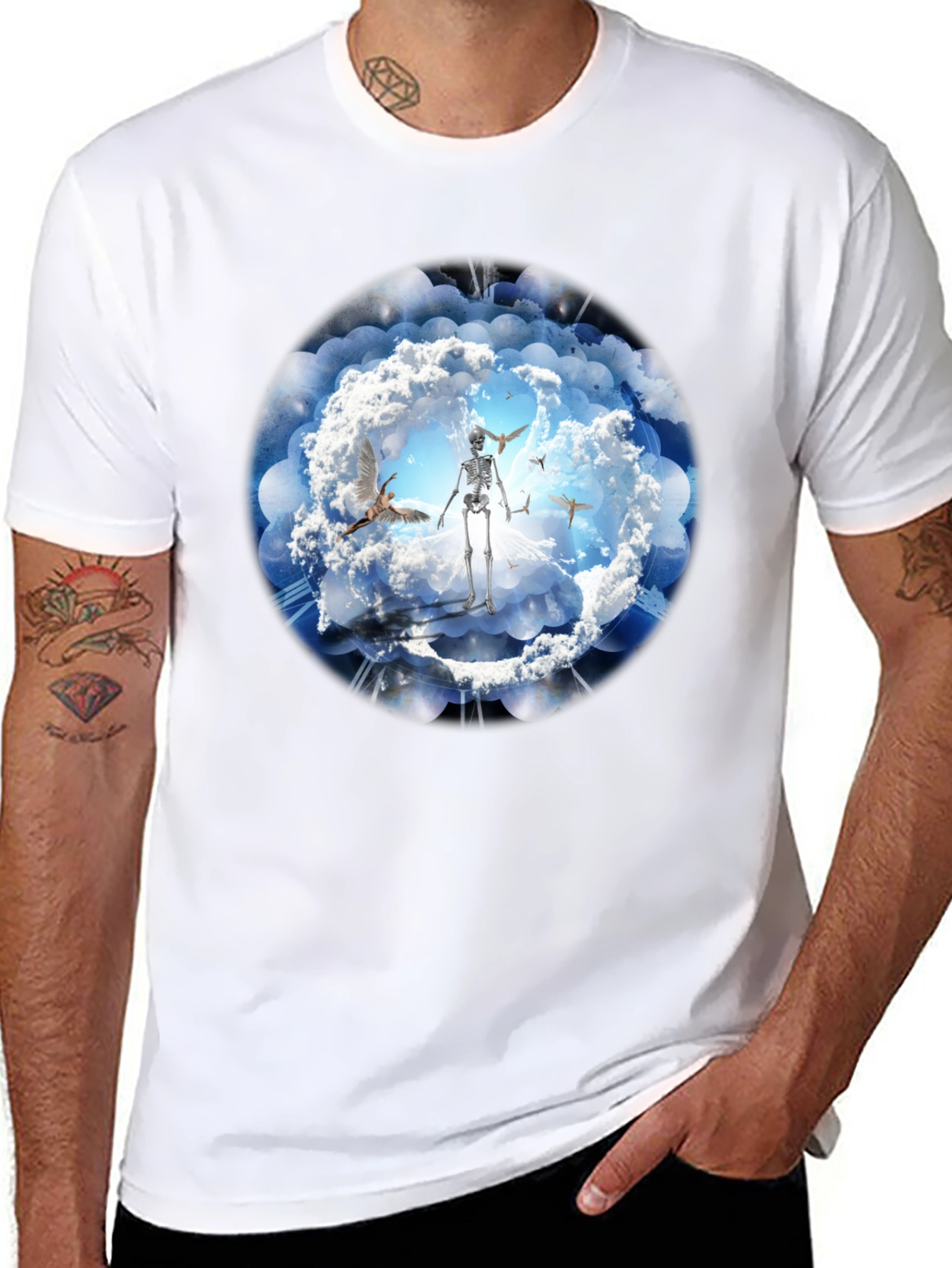 Cloud Skeleton T-Shirt - Death Among Clouds