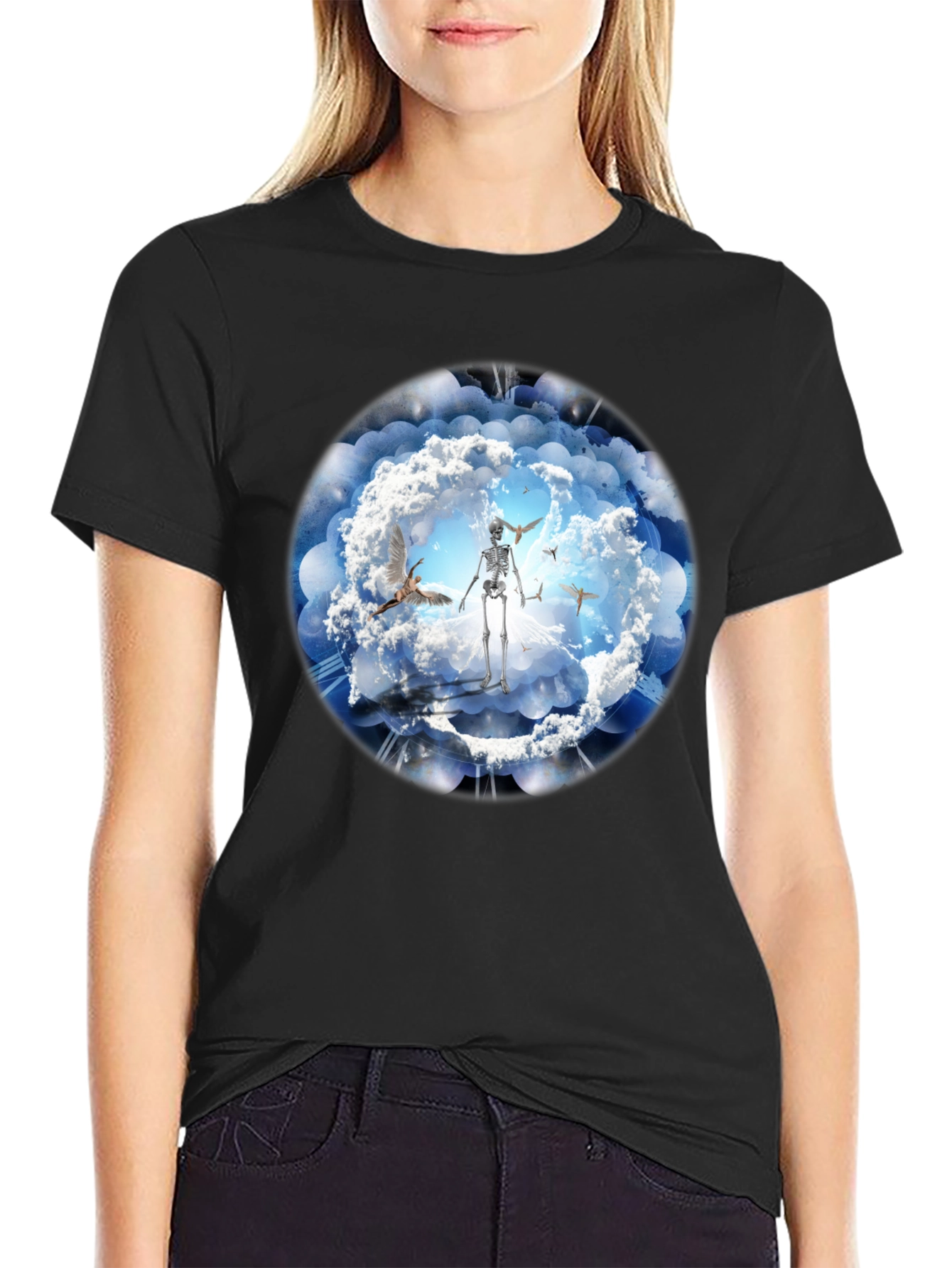 Cloud Skeleton T-Shirt - Death Among Clouds