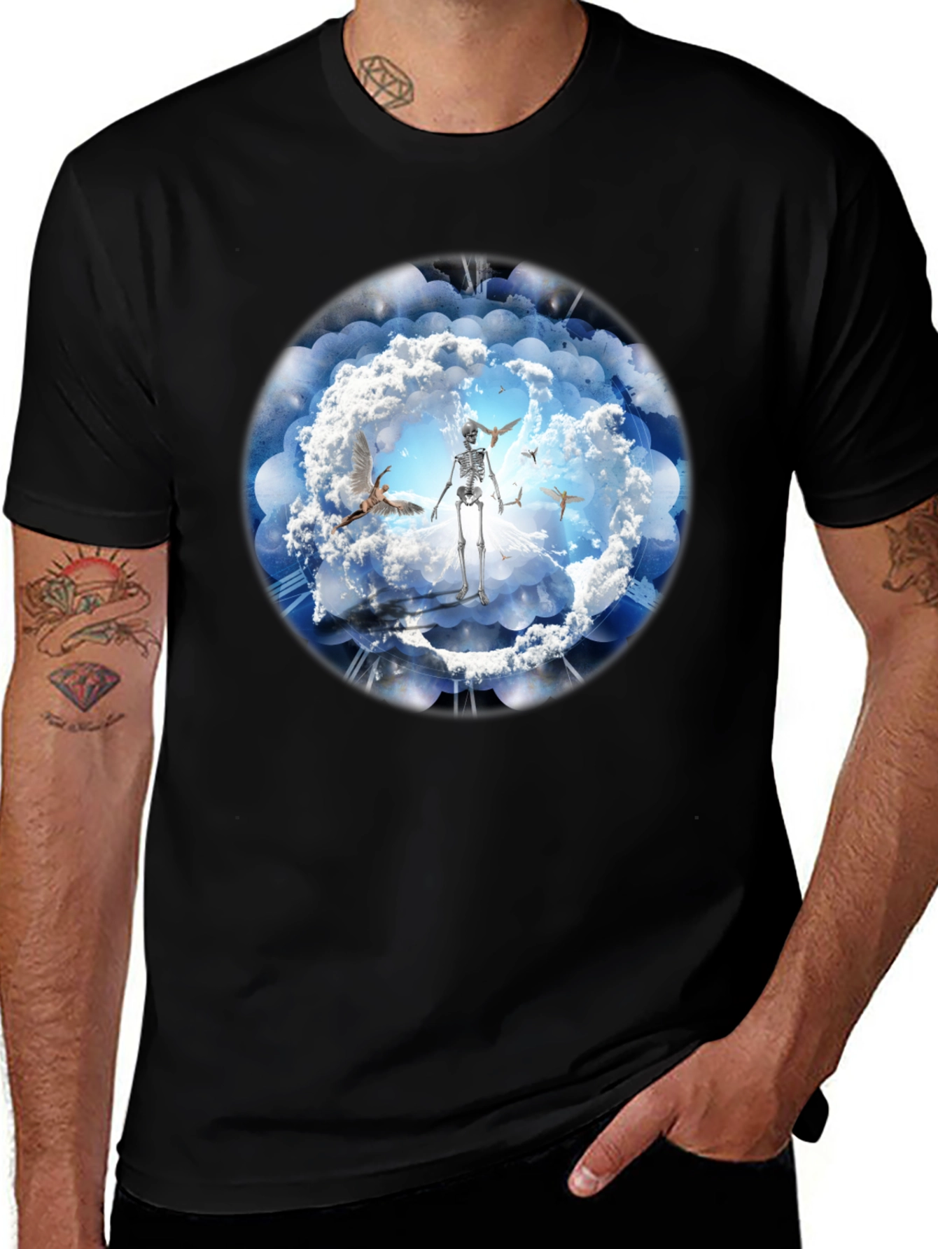 Cloud Skeleton T-Shirt - Death Among Clouds