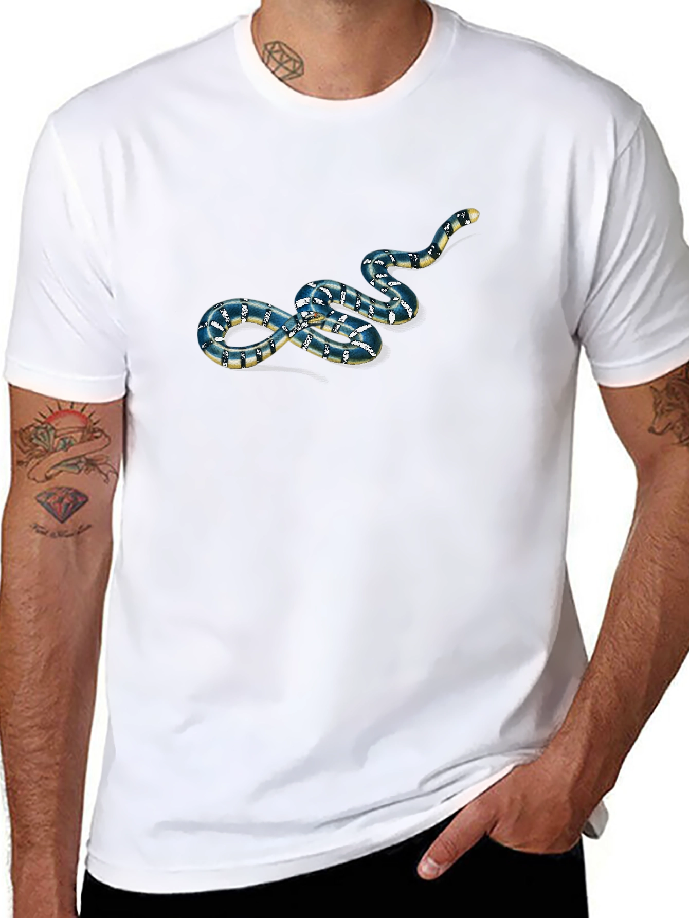 Snake Graphic Print Black T-Shirt
