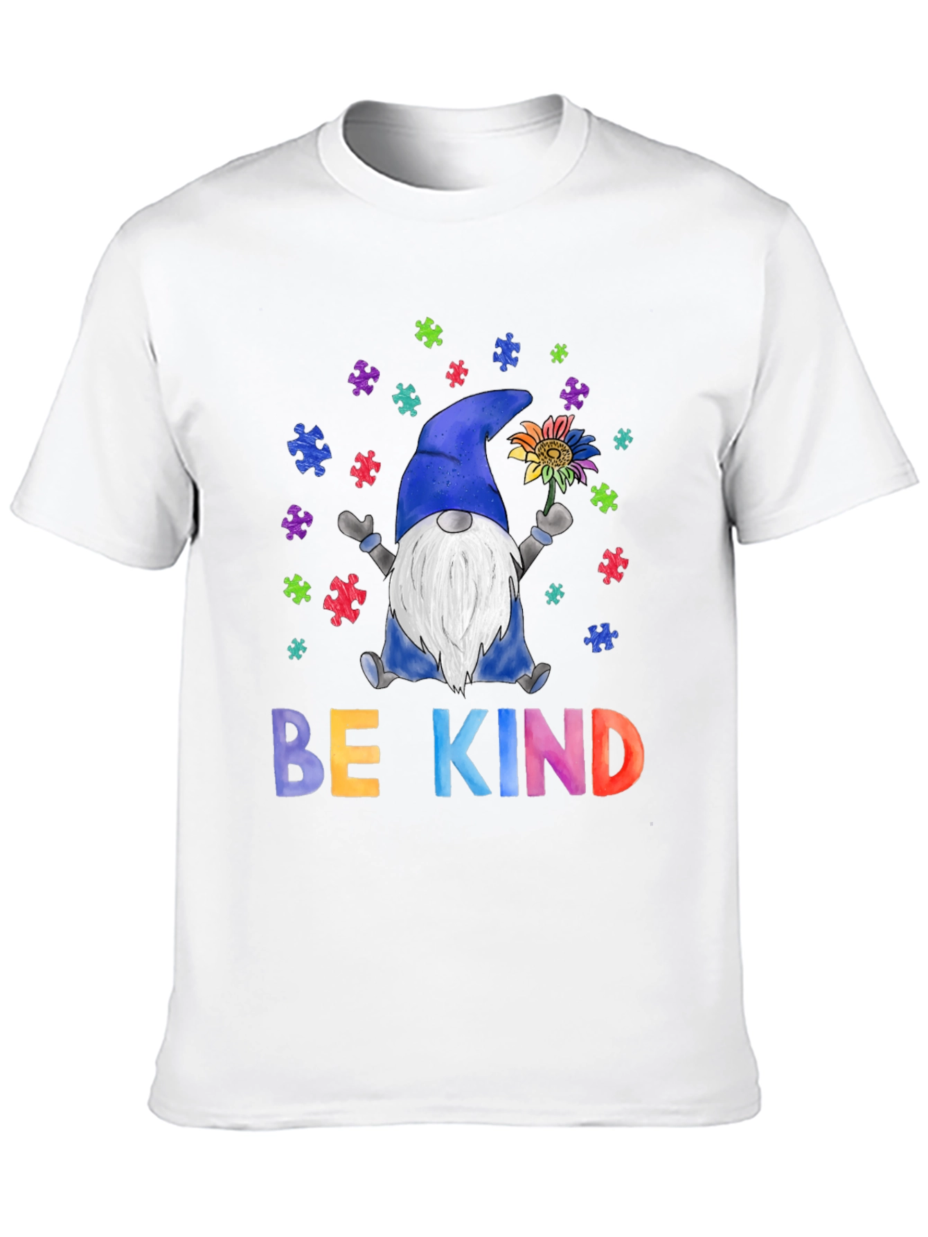 Be Kind Autism Awareness T-Shirt Gnome Puzzle