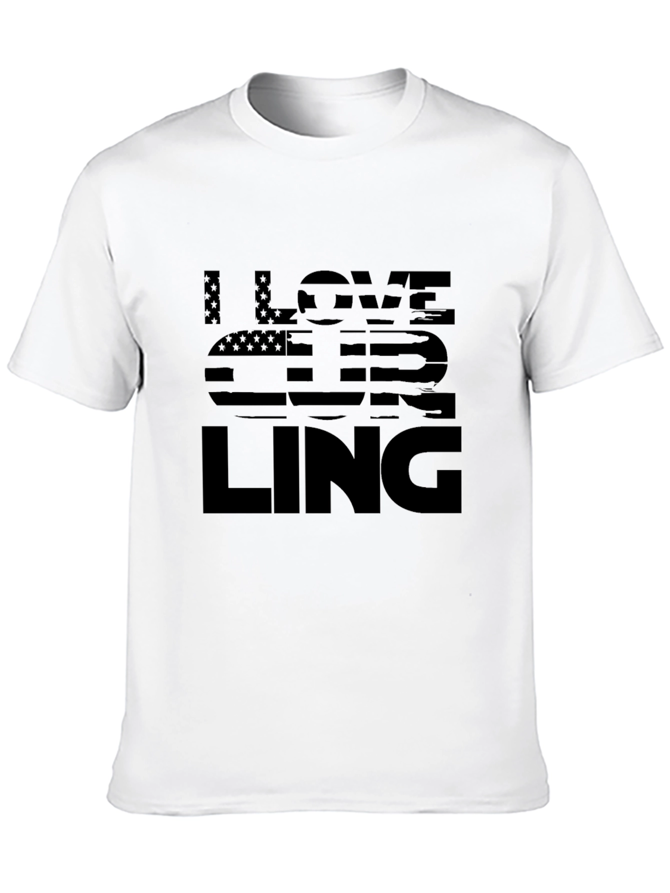 I Love Curling Graphic Tee - USA Flag Design