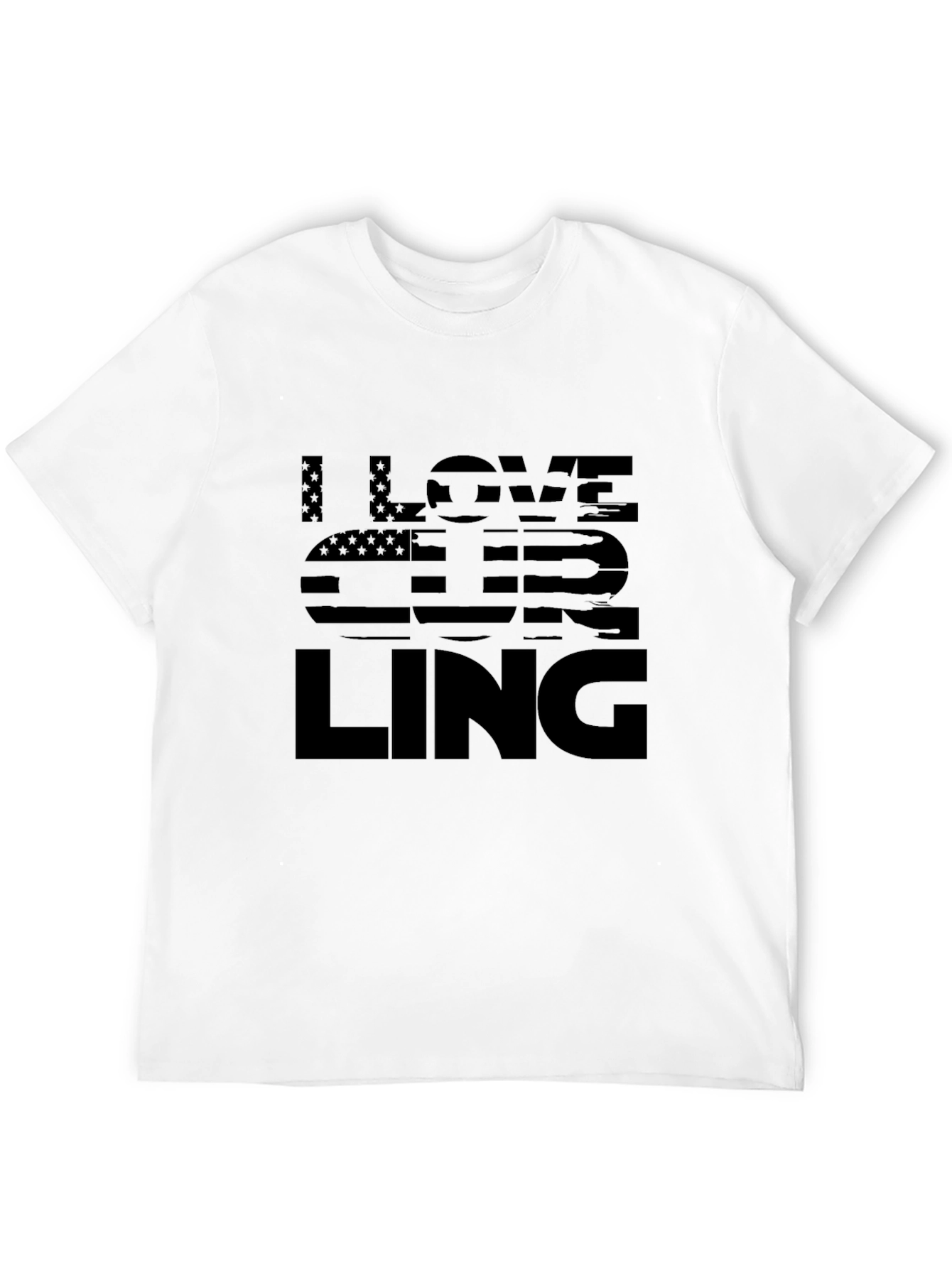 I Love Curling Graphic Tee - USA Flag Design