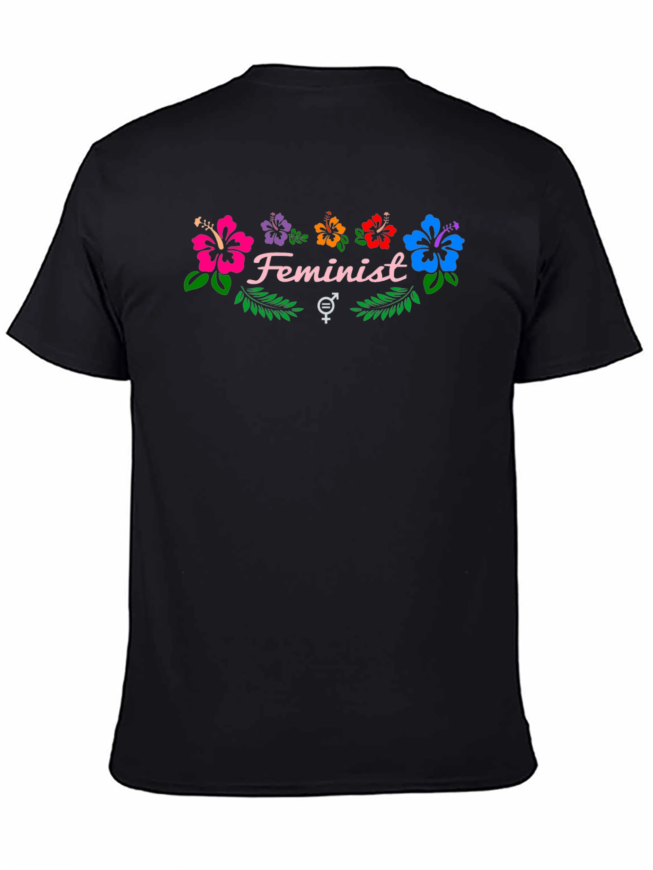 Feminist Floral Graphic Tee - Black Cotton