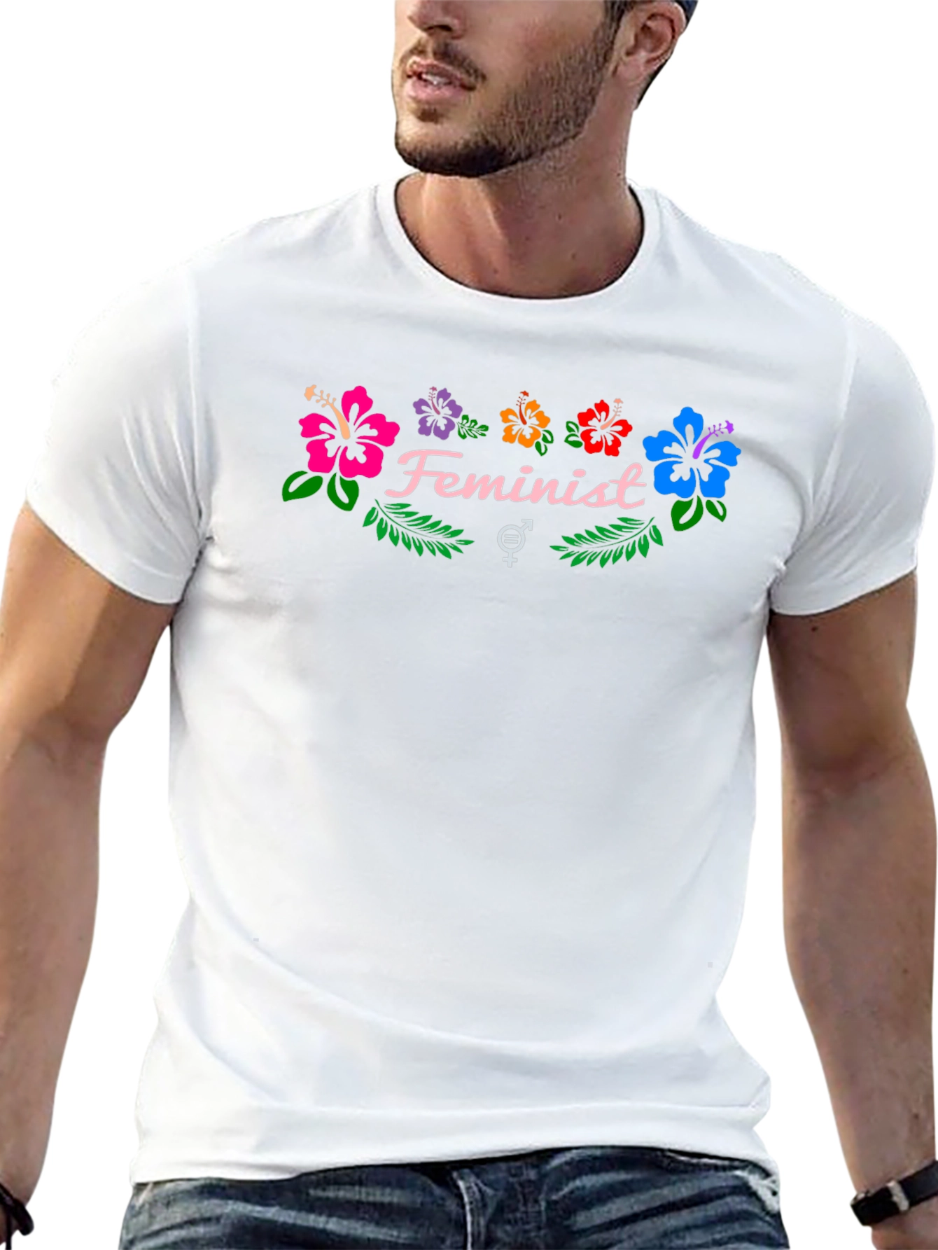 Feminist Floral Graphic Tee - Black Cotton