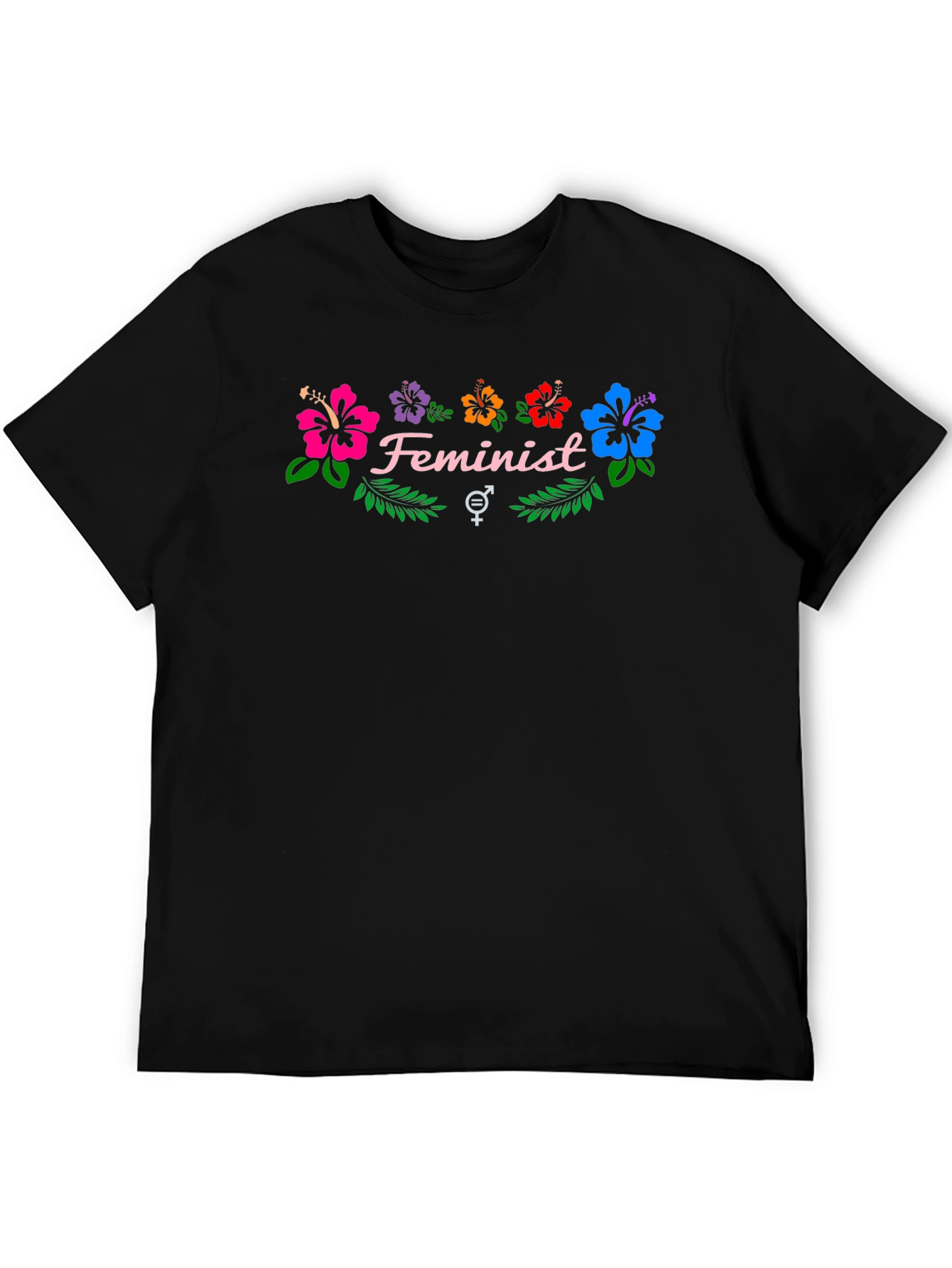 Feminist Floral Graphic Tee - Black Cotton