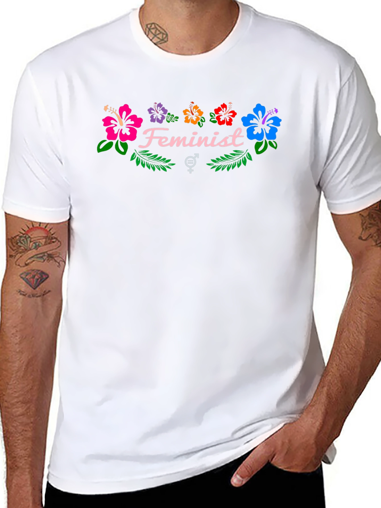 Feminist Floral Graphic Tee - Black Cotton