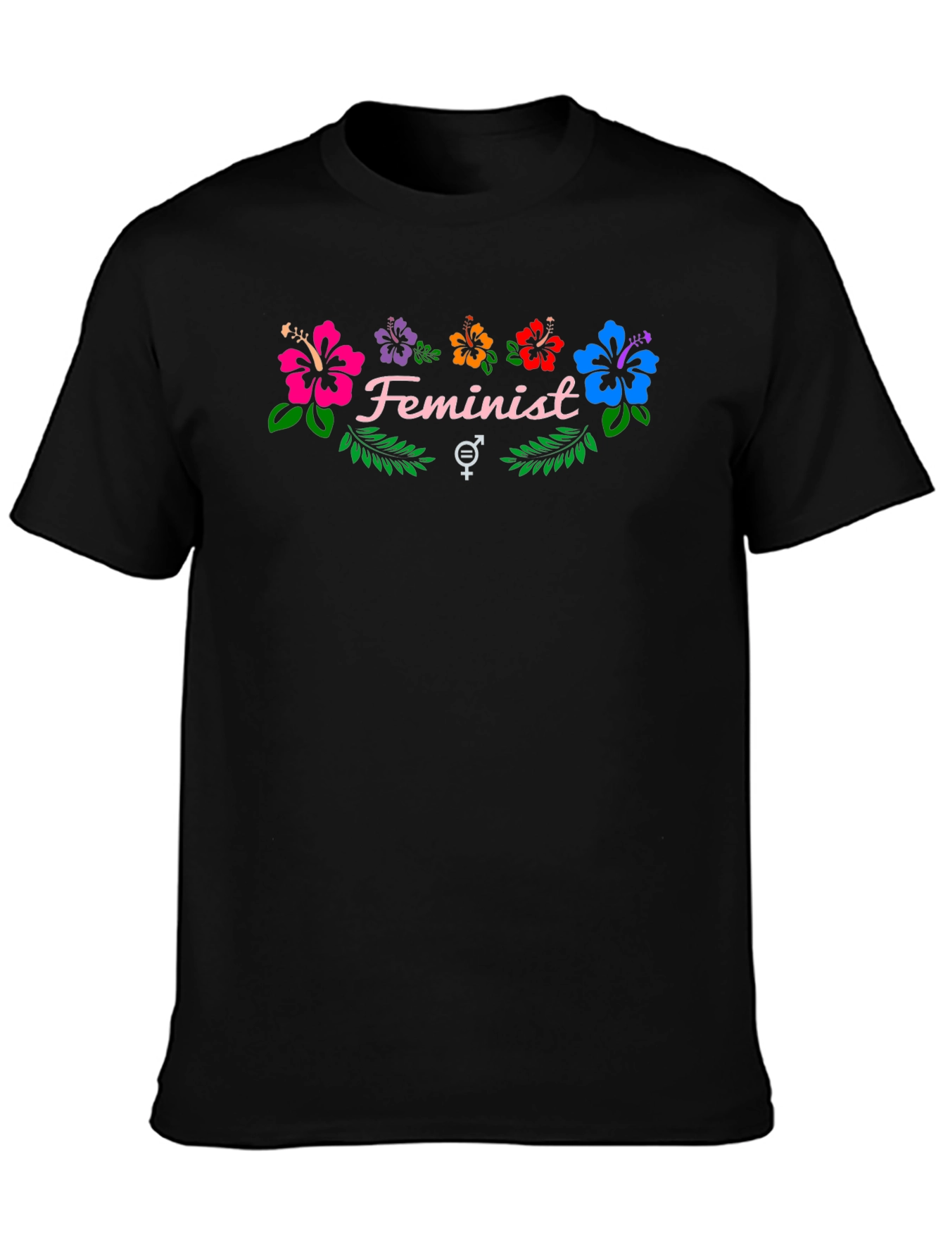 Feminist Floral Graphic Tee - Black Cotton