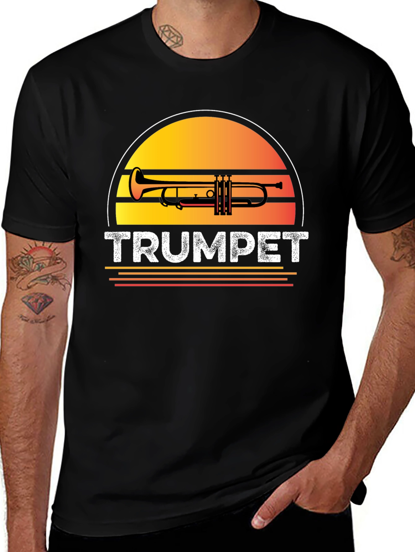 Trumpet Sunset Graphic T-Shirt