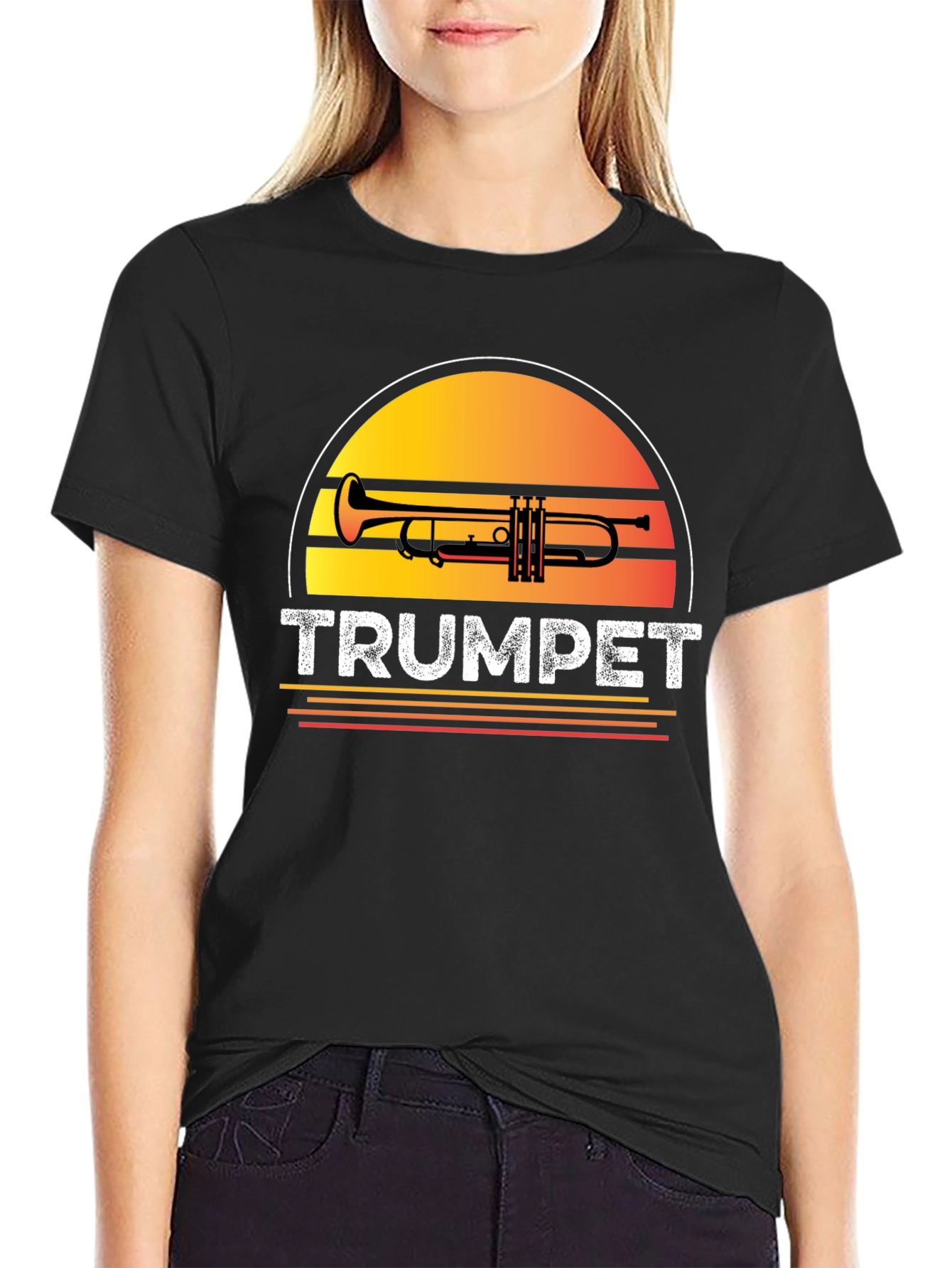 Trumpet Sunset Graphic T-Shirt
