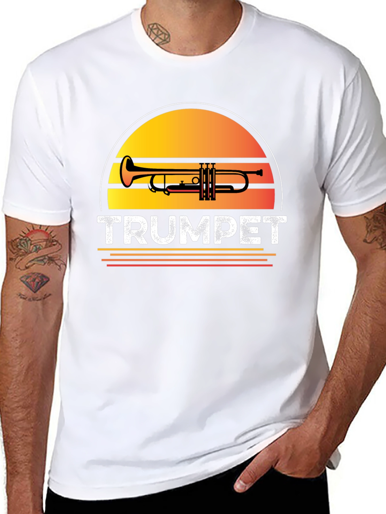 Trumpet Sunset Graphic T-Shirt