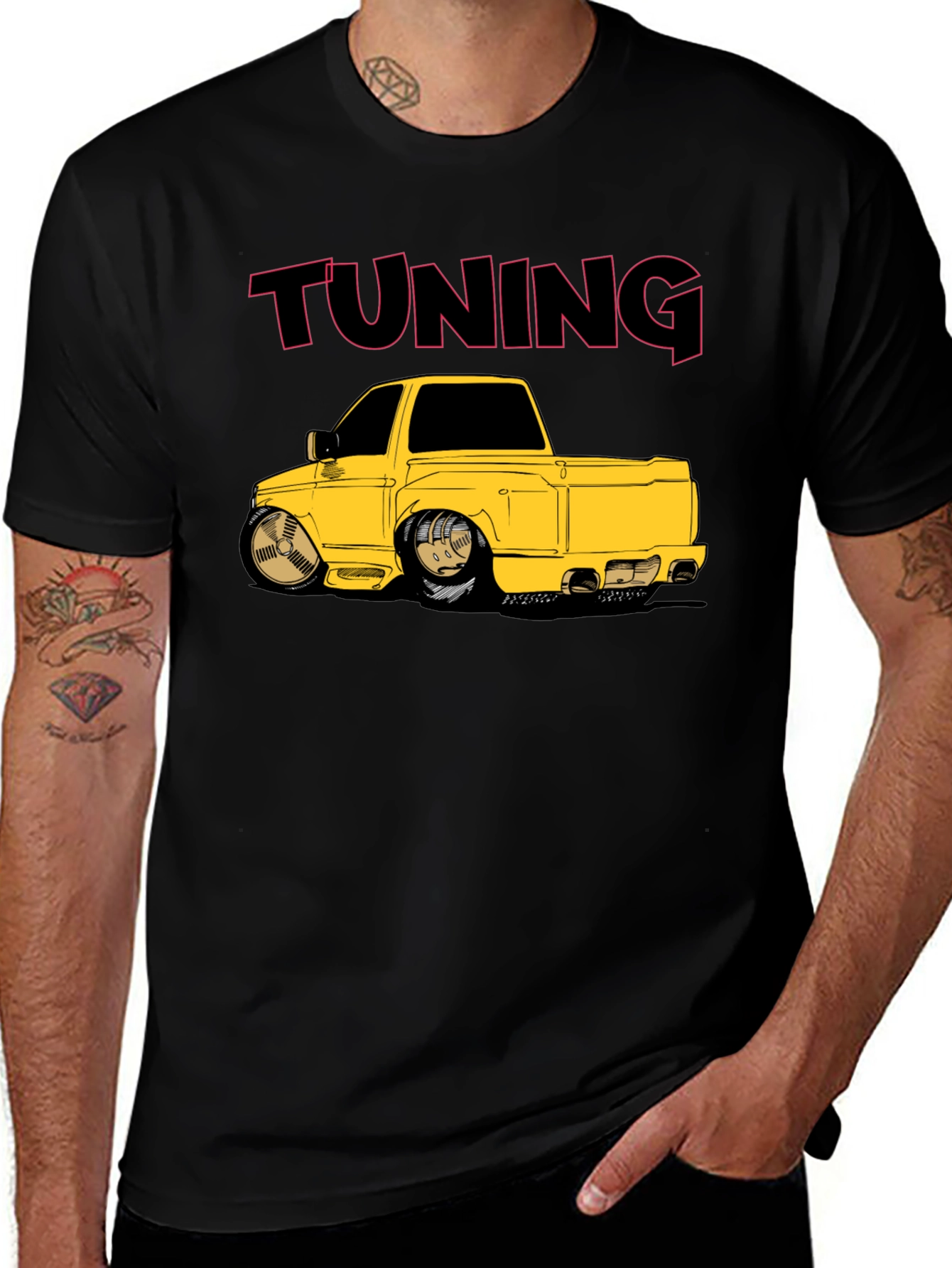 Tuning Car Graphic T-Shirt - Black Cotton Tee