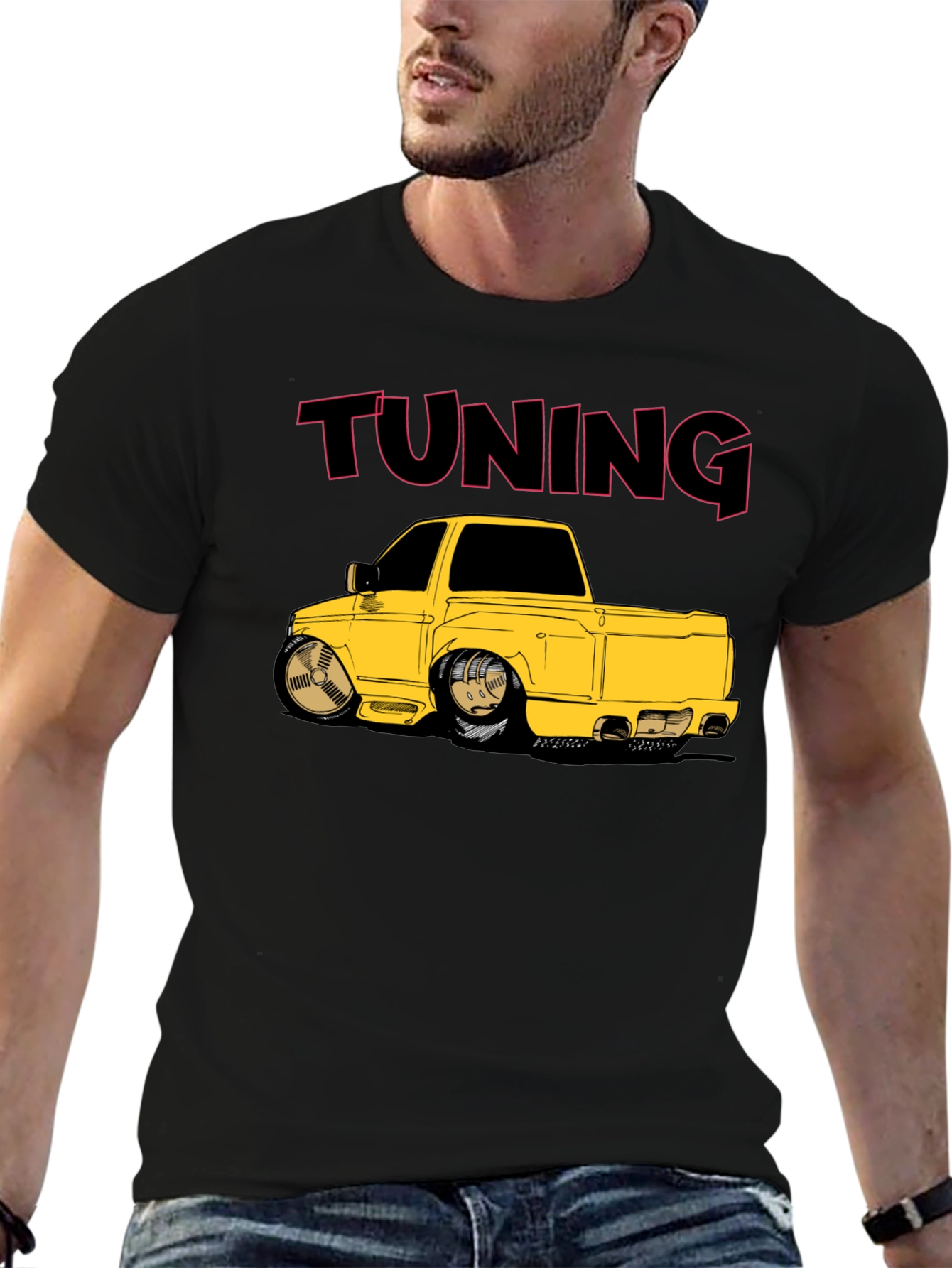 Tuning Car Graphic T-Shirt - Black Cotton Tee