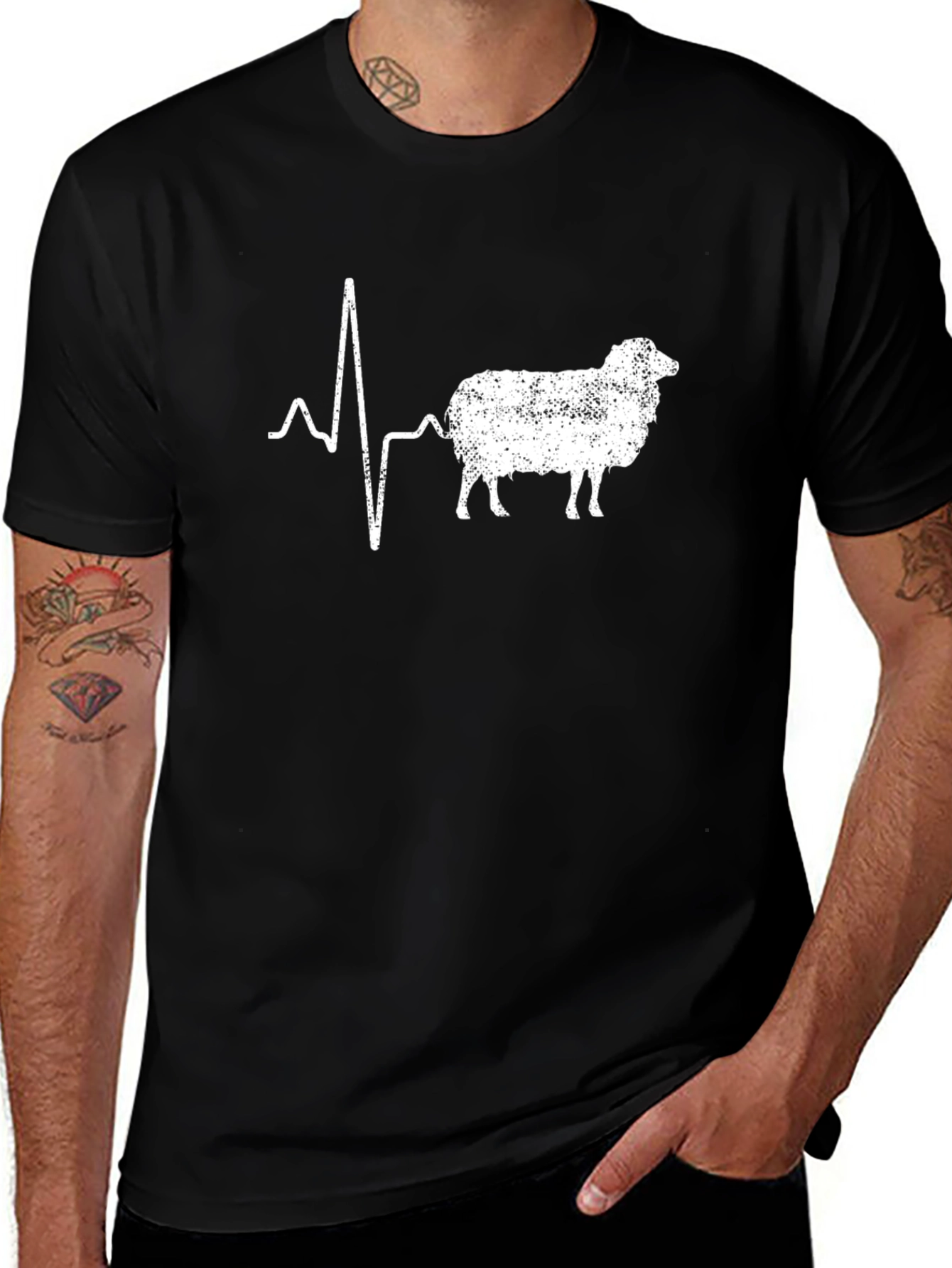 Sheep Heartbeat T-Shirt - Black