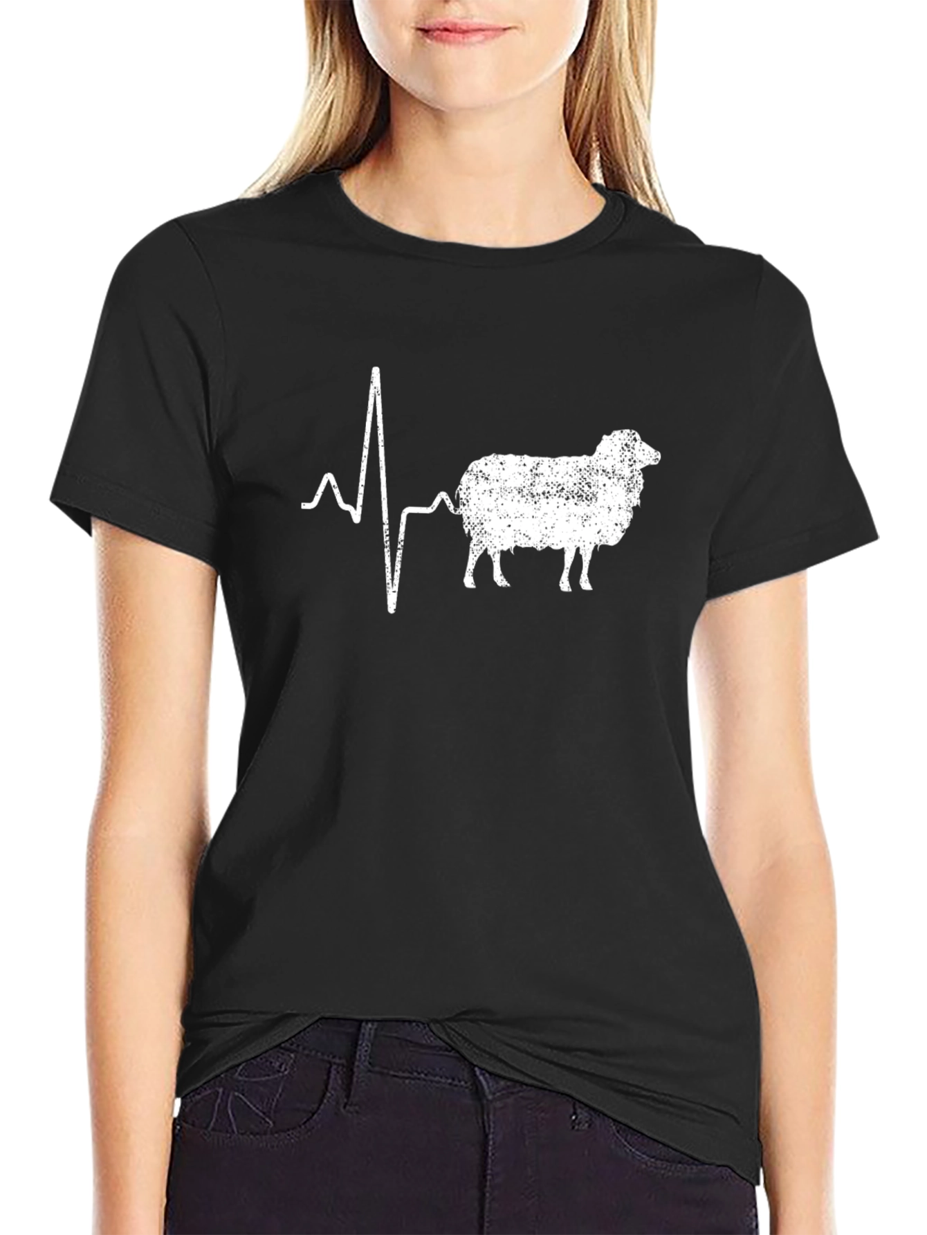 Sheep Heartbeat T-Shirt - Black