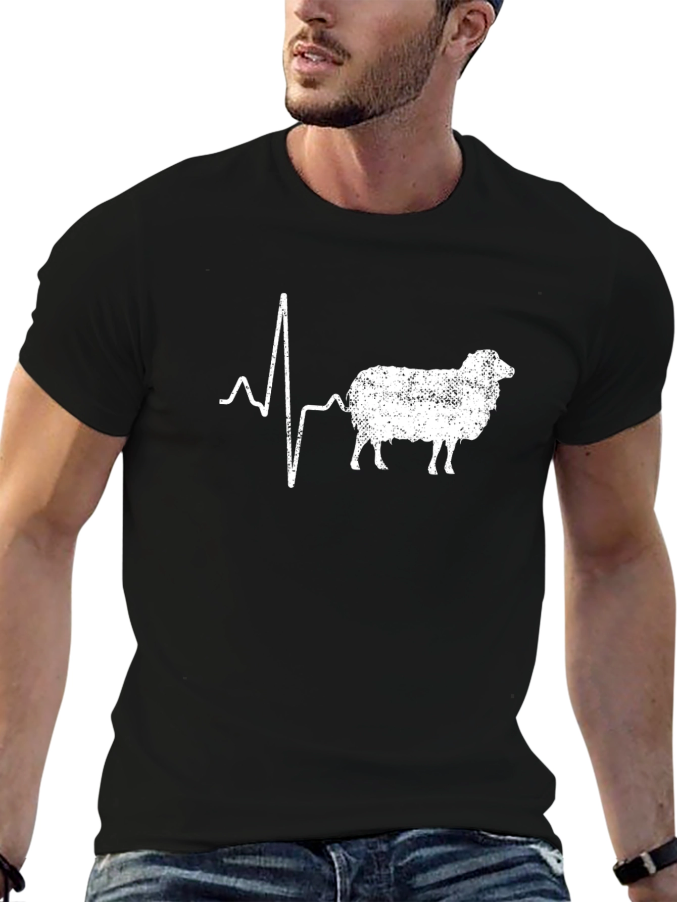 Sheep Heartbeat T-Shirt - Black