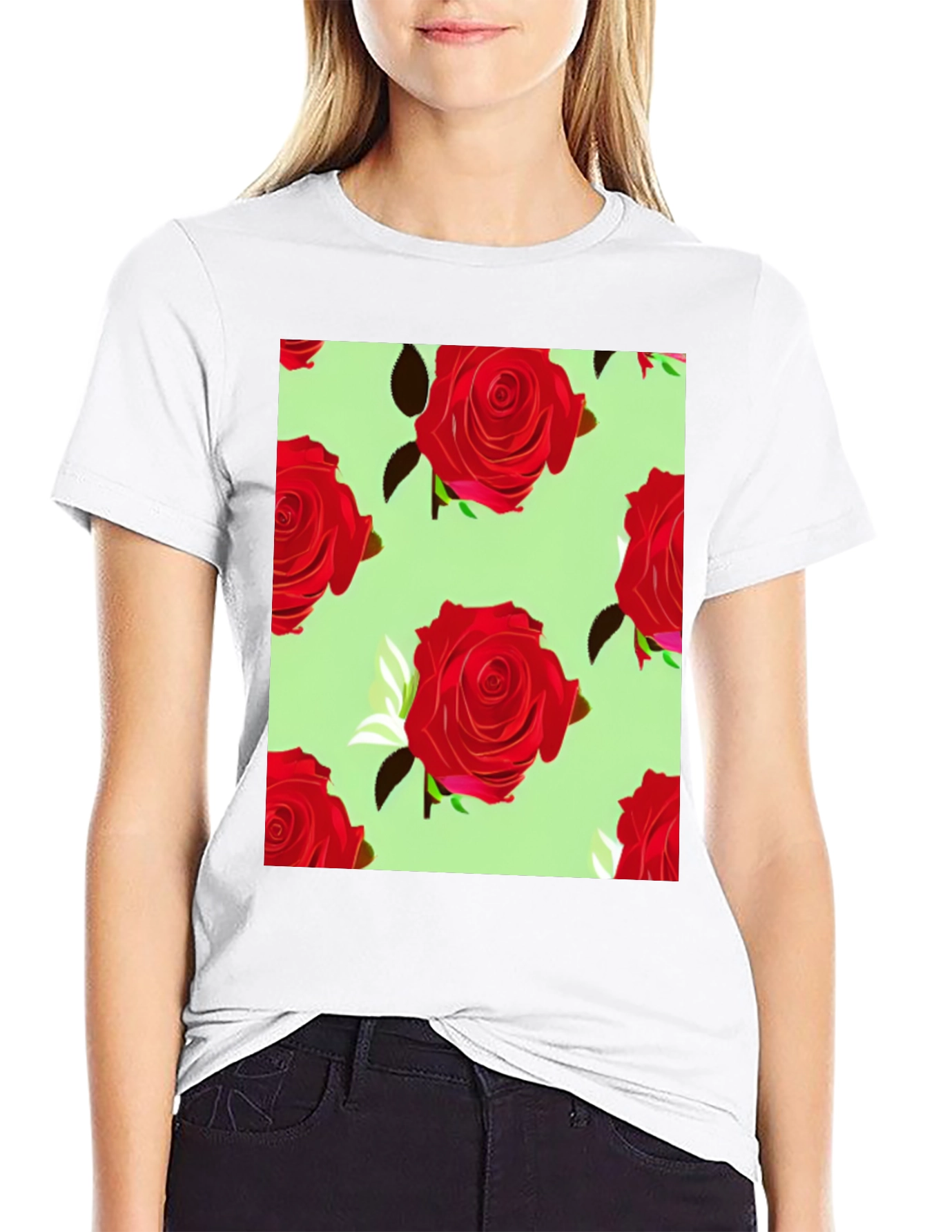 Floral Rose Print Mens T-Shirt