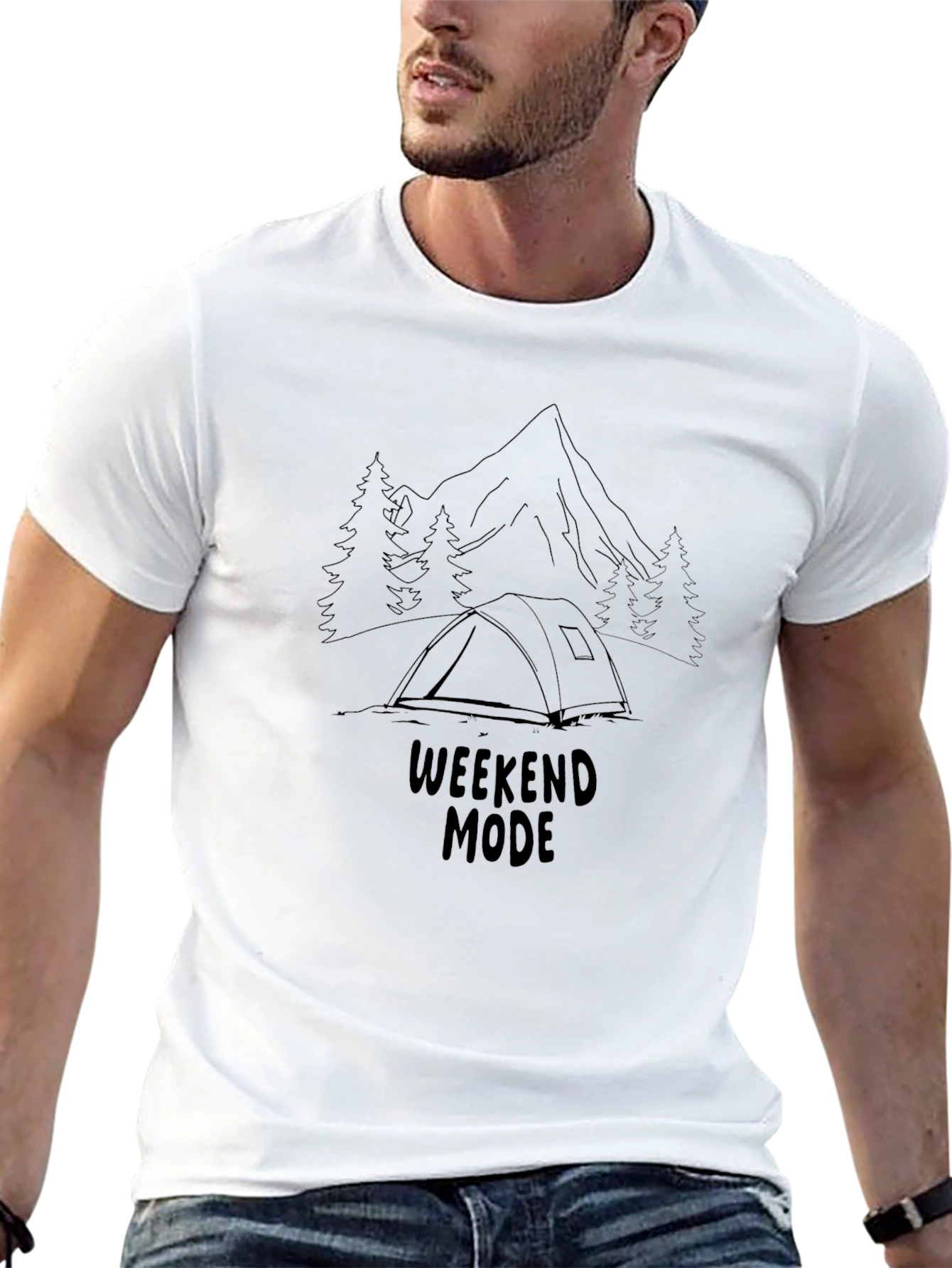 Weekend Mode Camping Graphic Tee - Black