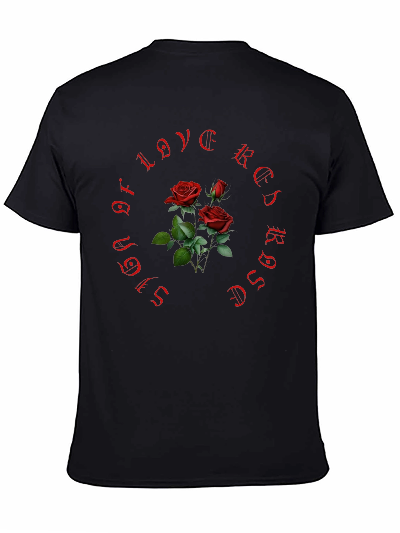 Red Roses of Love Black T-Shirt