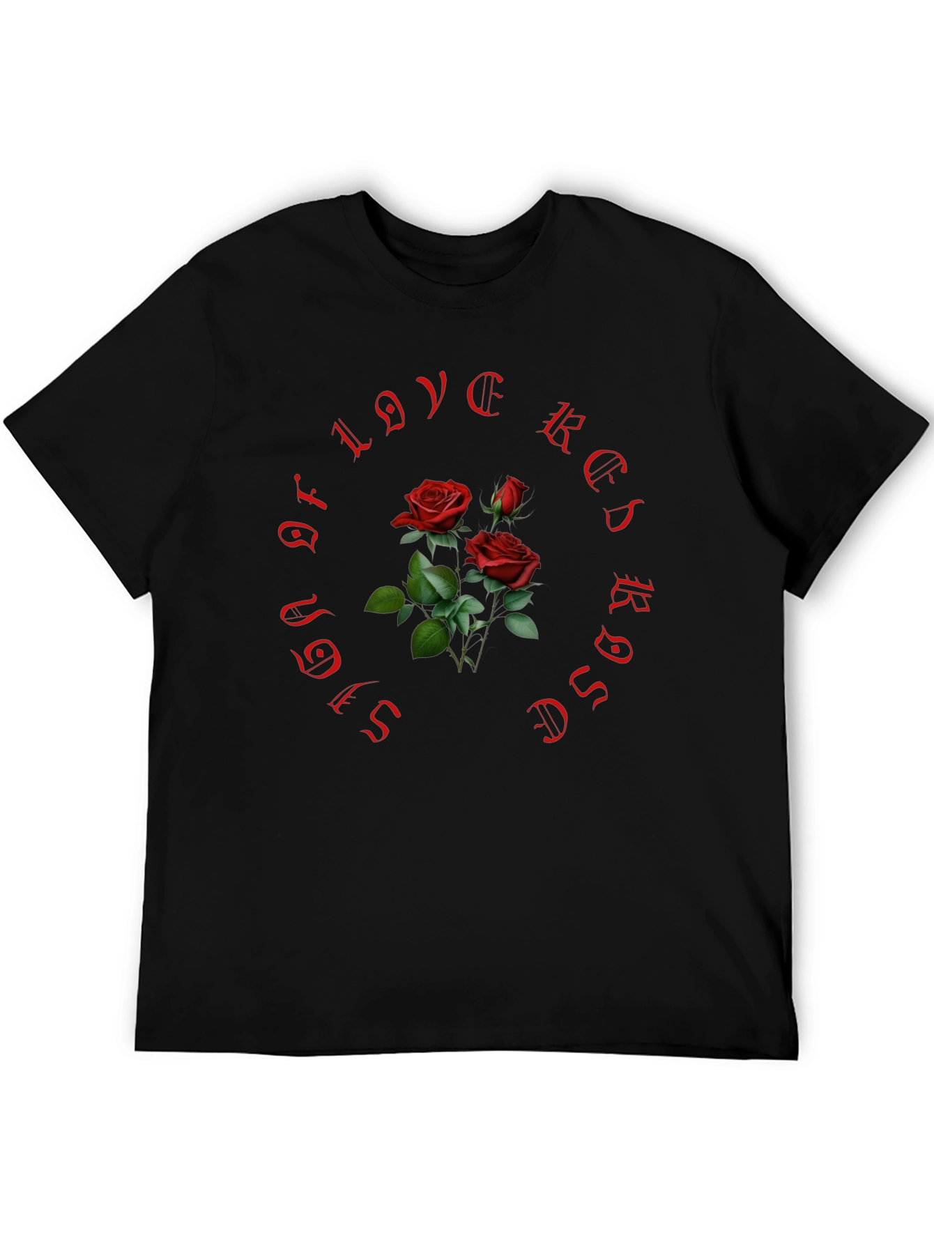 Red Roses of Love Black T-Shirt