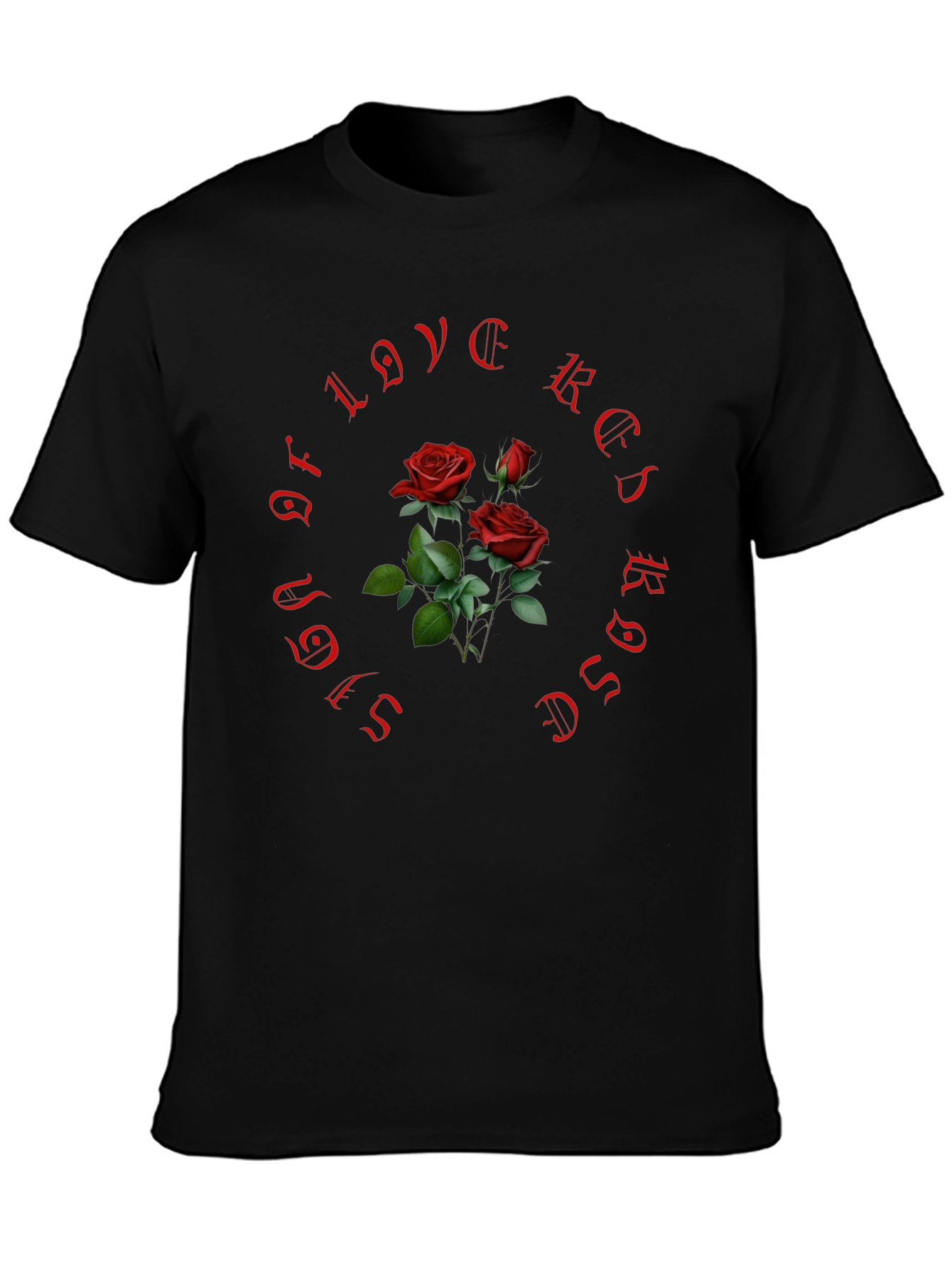 Red Roses of Love Black T-Shirt