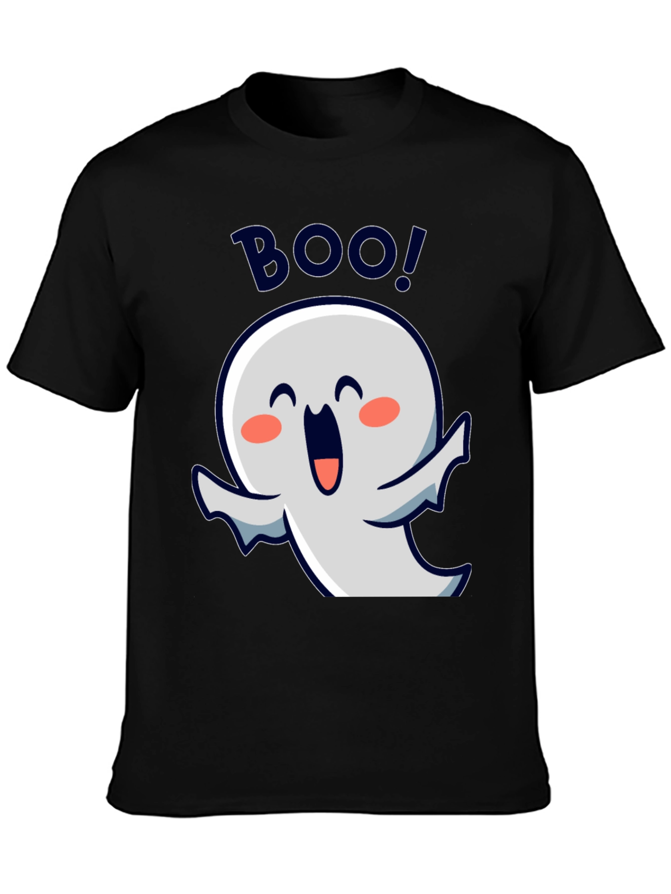 Cute Ghost Boo! Black Halloween T-Shirt
