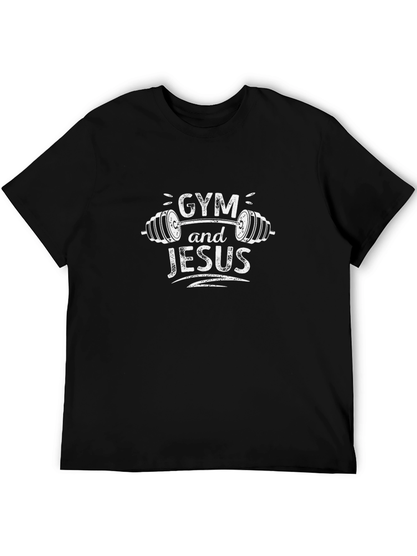 Gym and Jesus Graphic Tee - Black Cotton T-Shirt