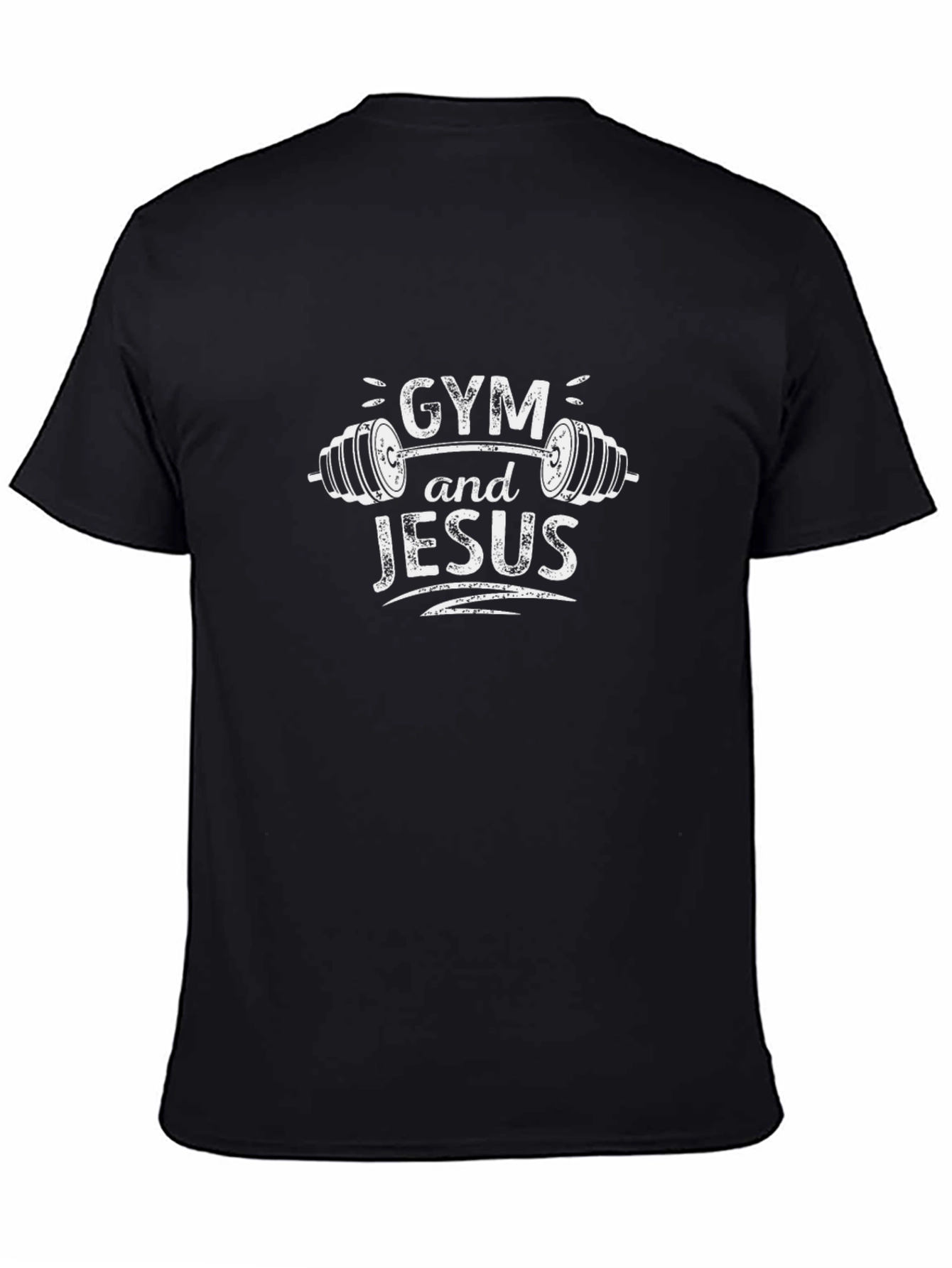 Gym and Jesus Graphic Tee - Black Cotton T-Shirt