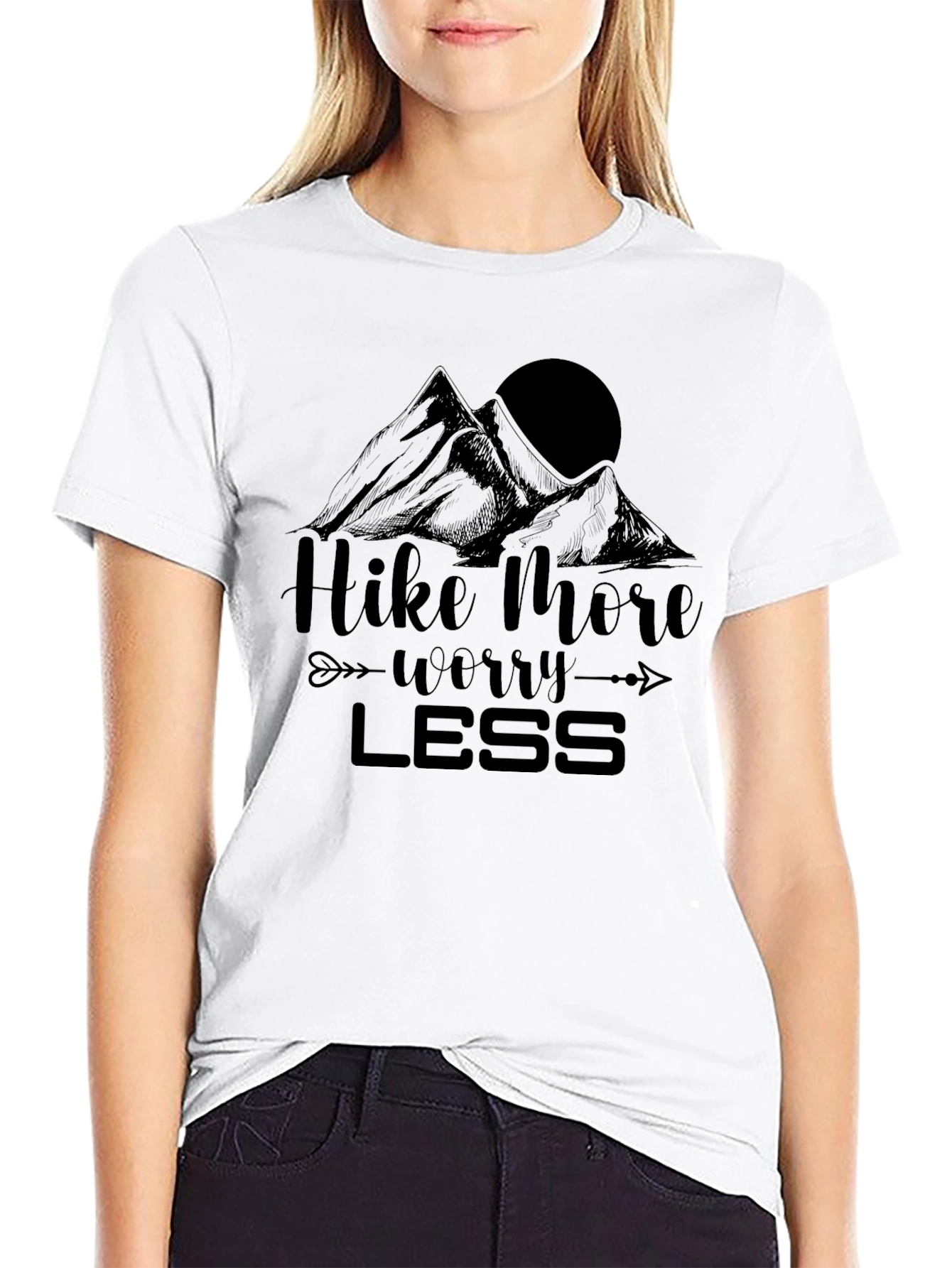 Hike More Worry Less Black Graphic Tee