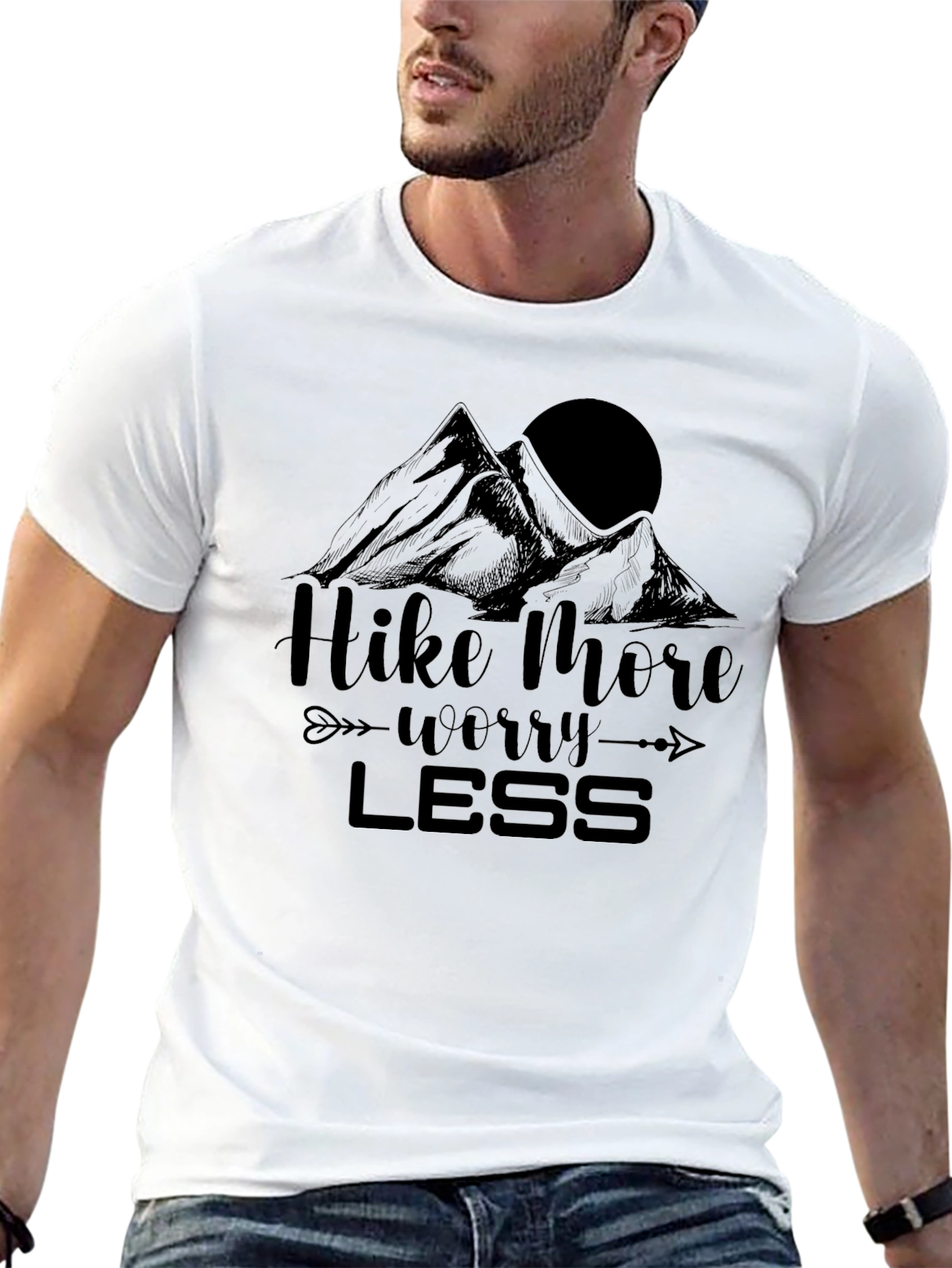 Hike More Worry Less Black Graphic Tee