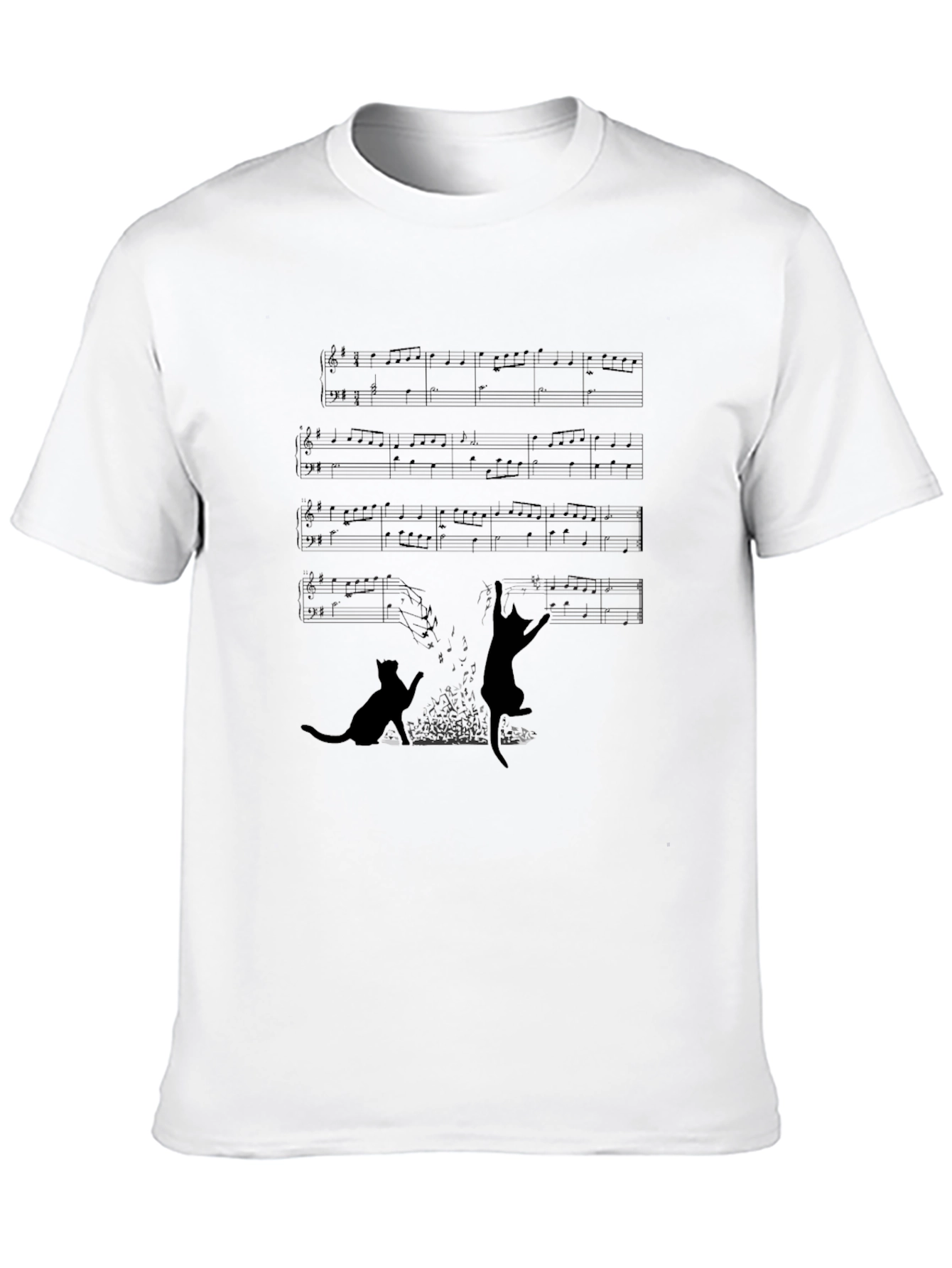 Cats & Music T-Shirt - Black Cotton Tee