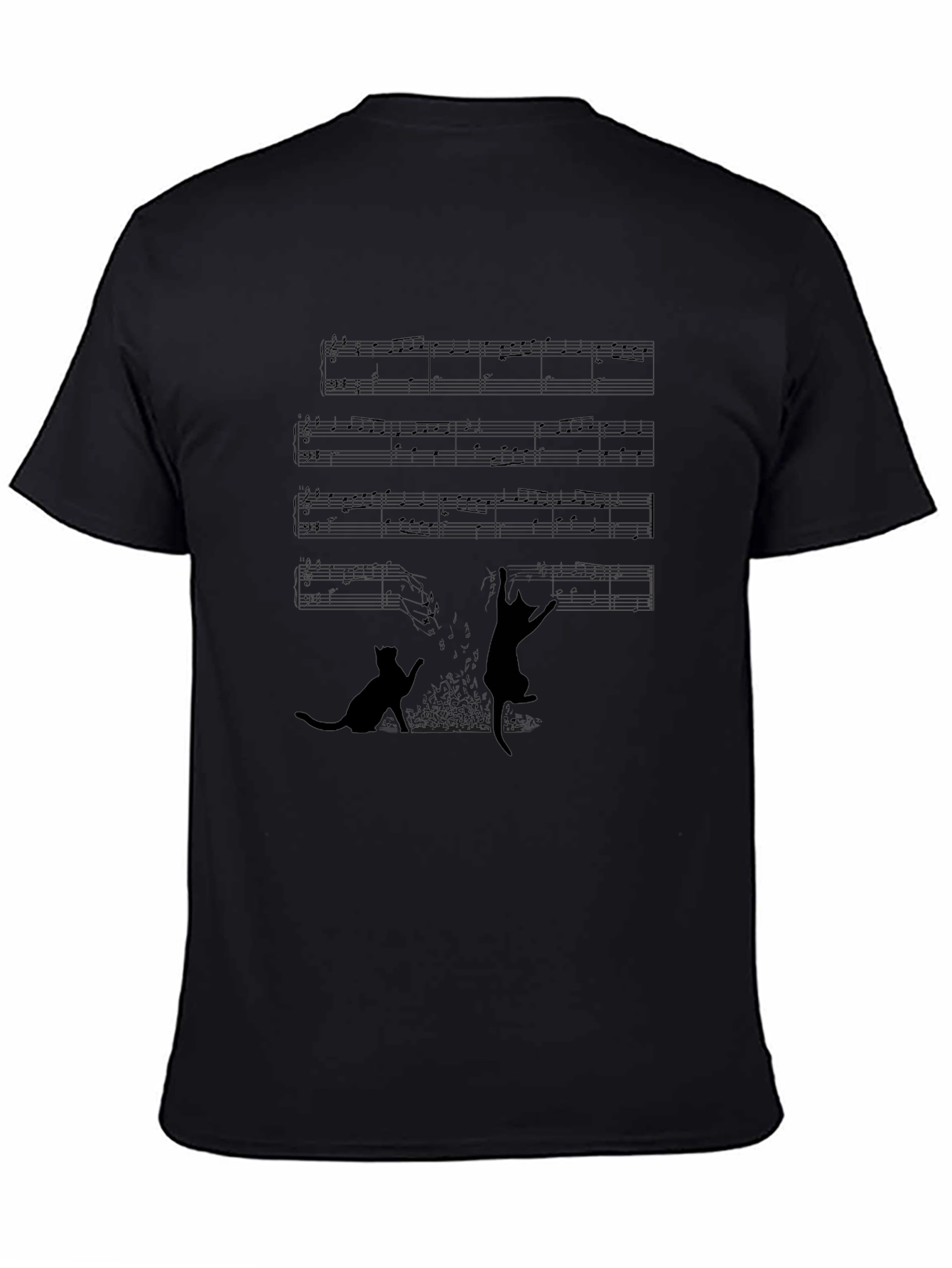 Cats & Music T-Shirt - Black Cotton Tee