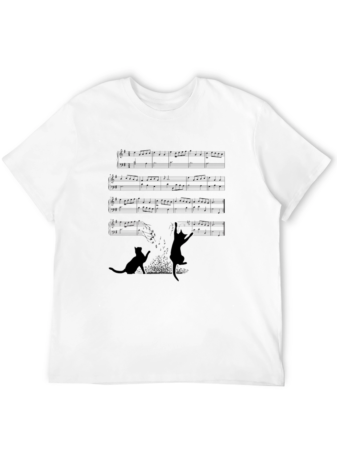 Cats & Music T-Shirt - Black Cotton Tee