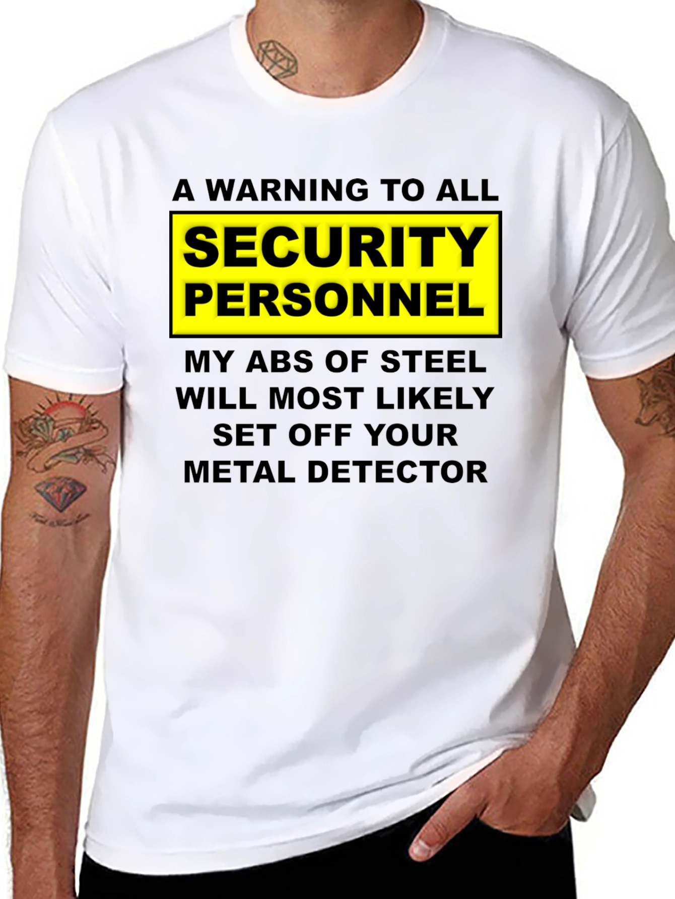 Warning Security Personnel Abs of Steel T-Shirt