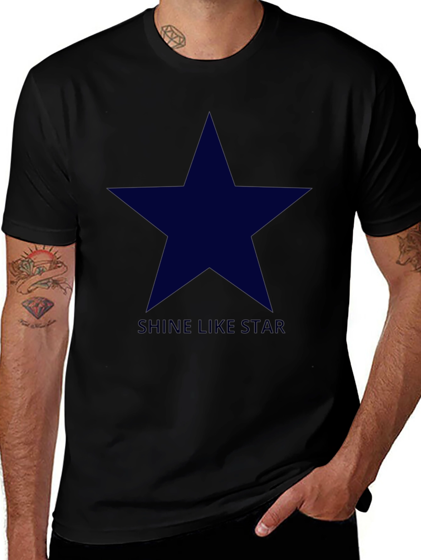 Shine Like Star - Mens Black Graphic Tee