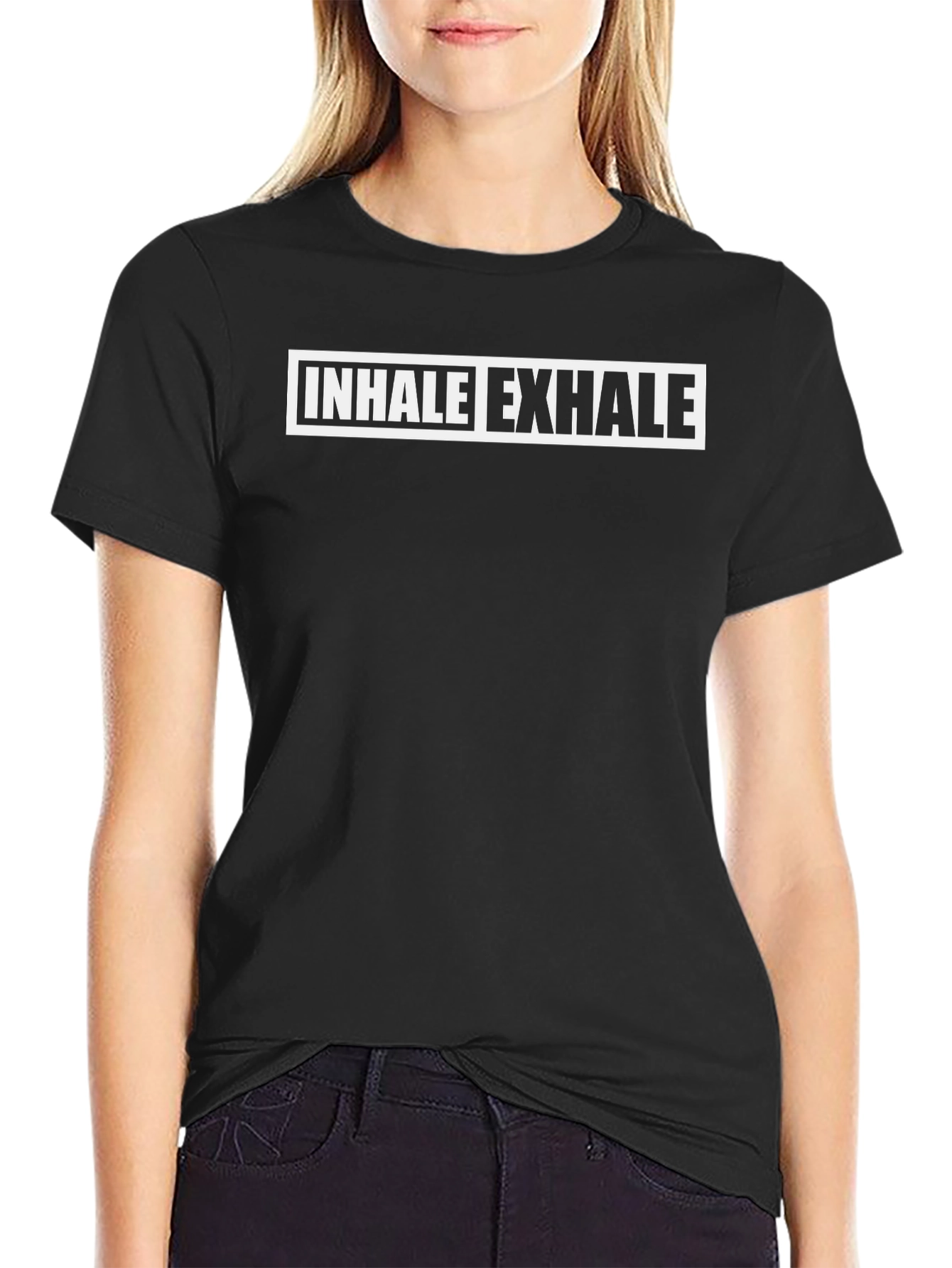 Inhale Exhale Graphic Tee - Black Relaxed Fit