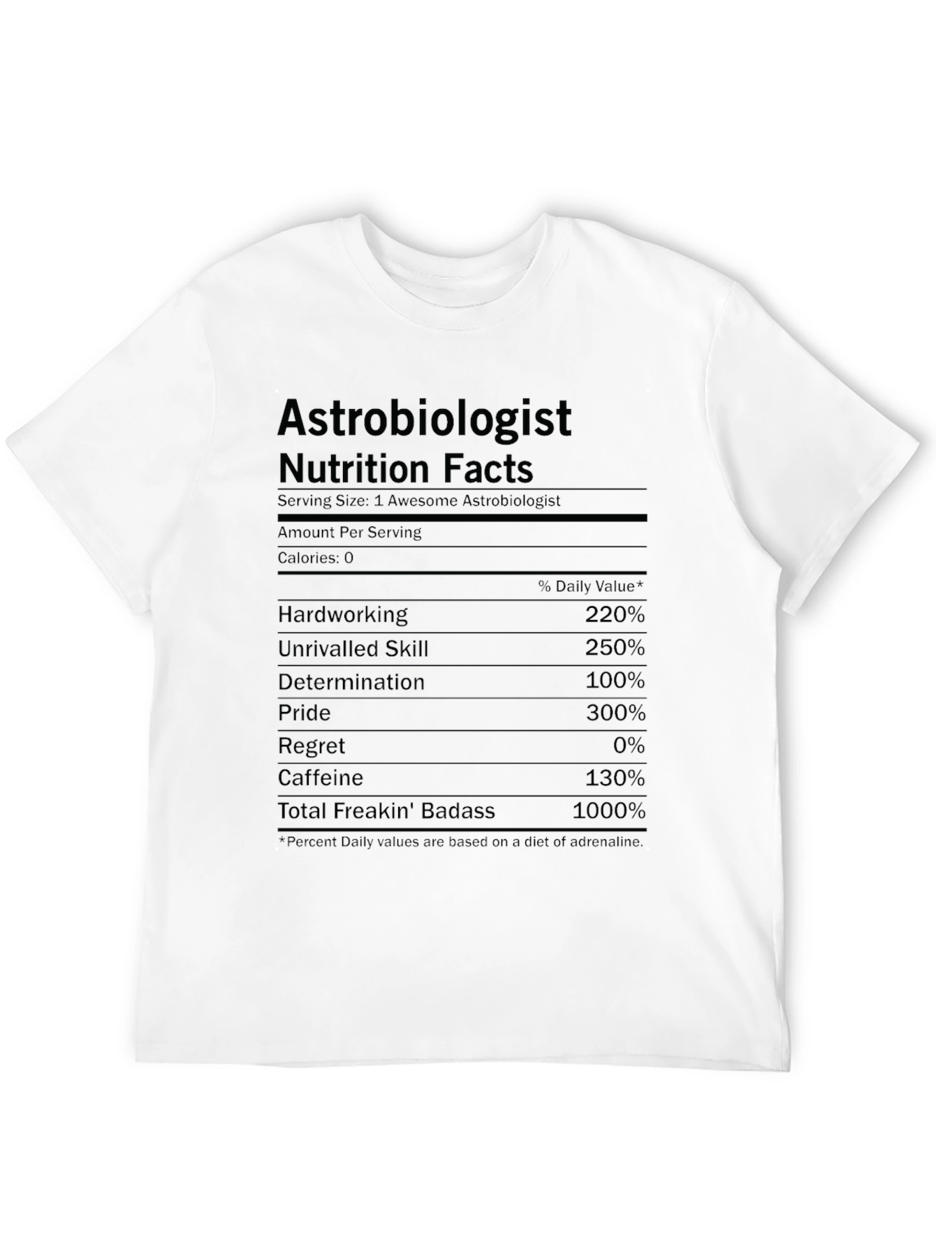 Astrobiologist Nutrition Facts T-Shirt - Funny Science Tee