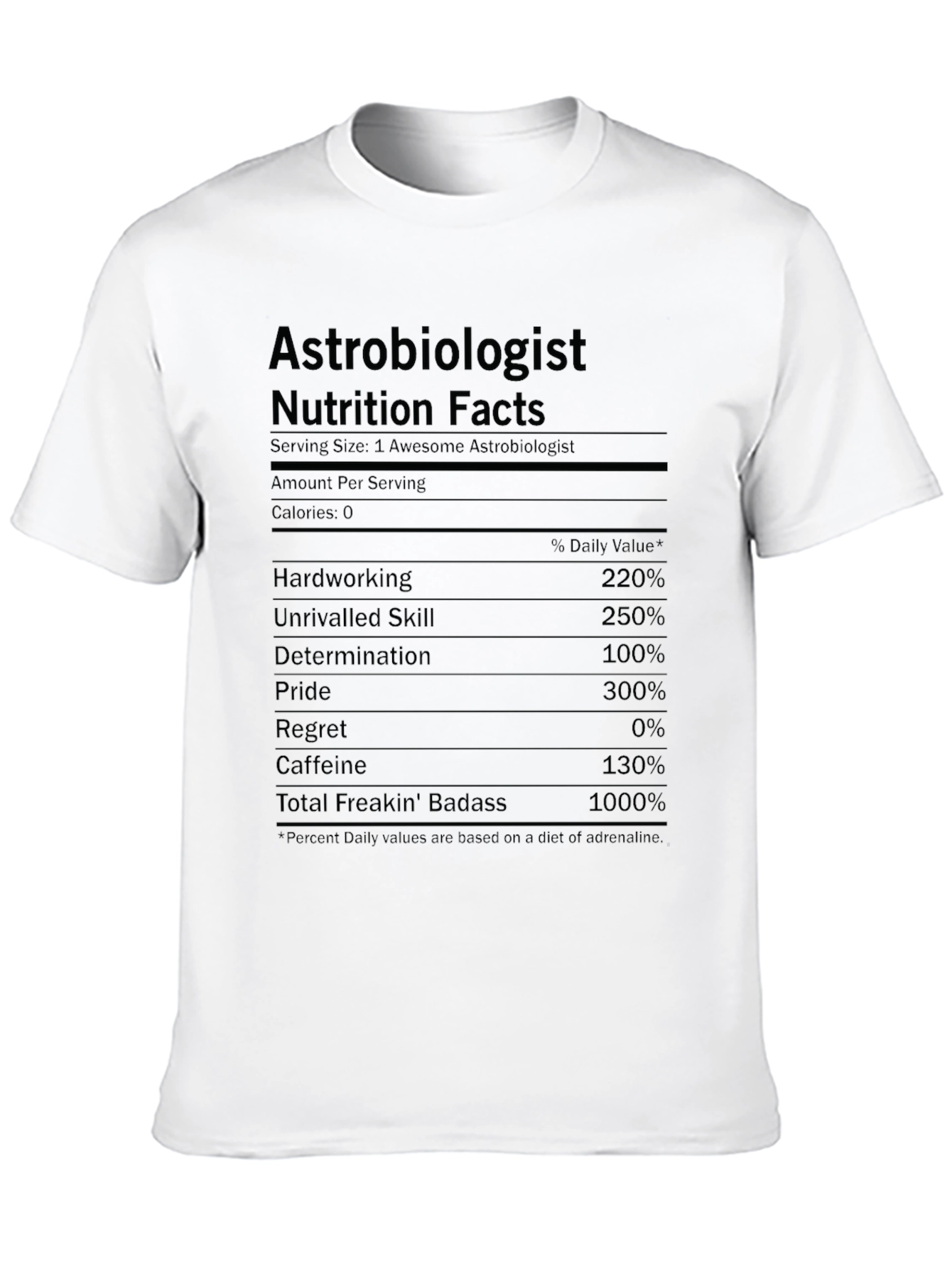Astrobiologist Nutrition Facts T-Shirt - Funny Science Tee