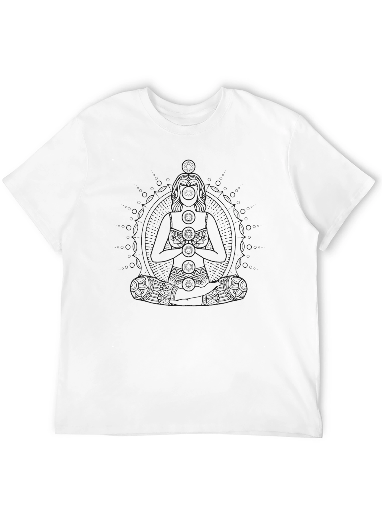 Mens Black Graphic Tee - Meditating Figure Design