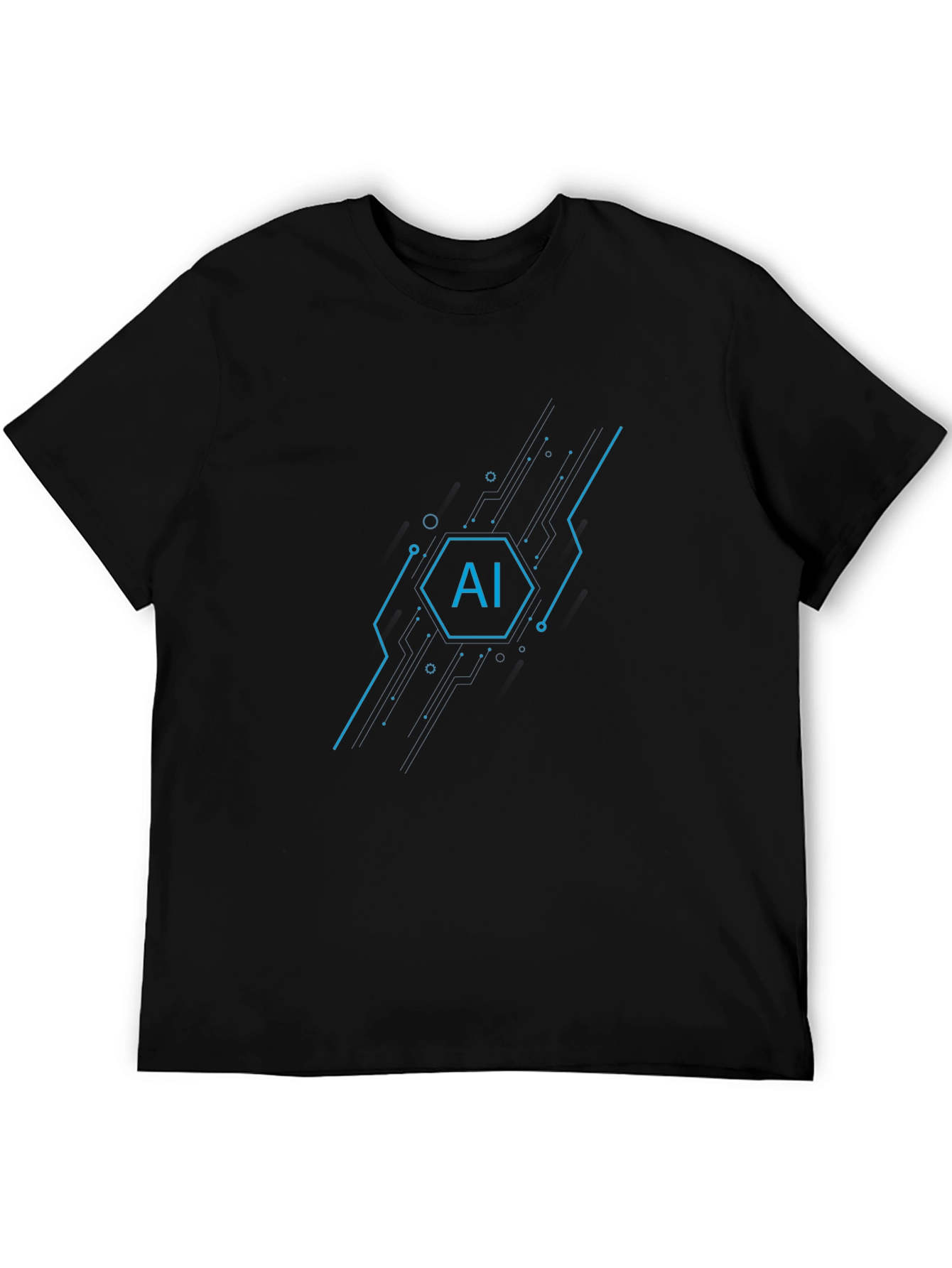 AI Tech Circuit Graphic Tee - Black