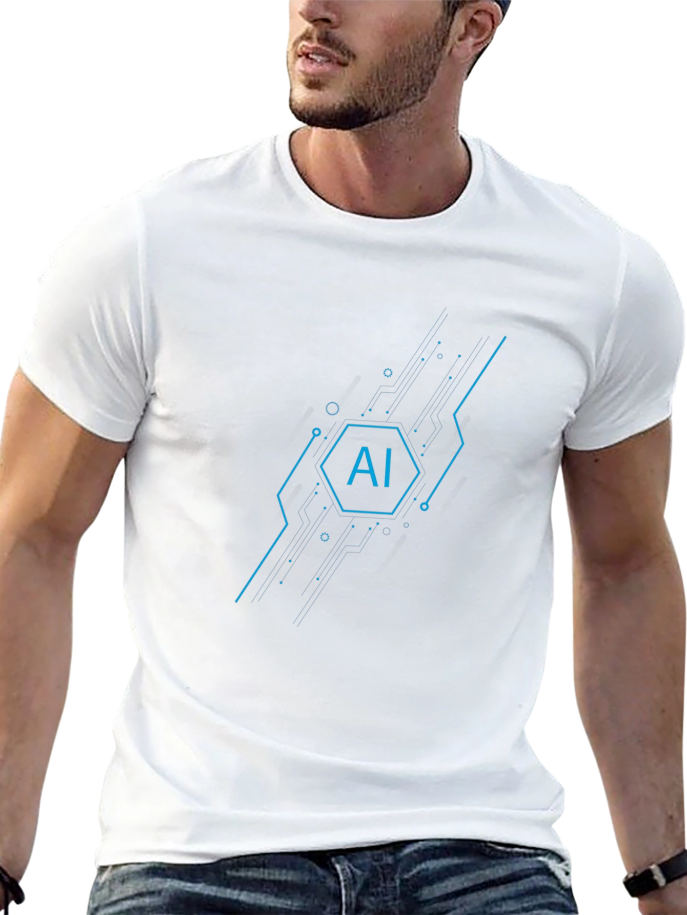 AI Tech Circuit Graphic Tee - Black