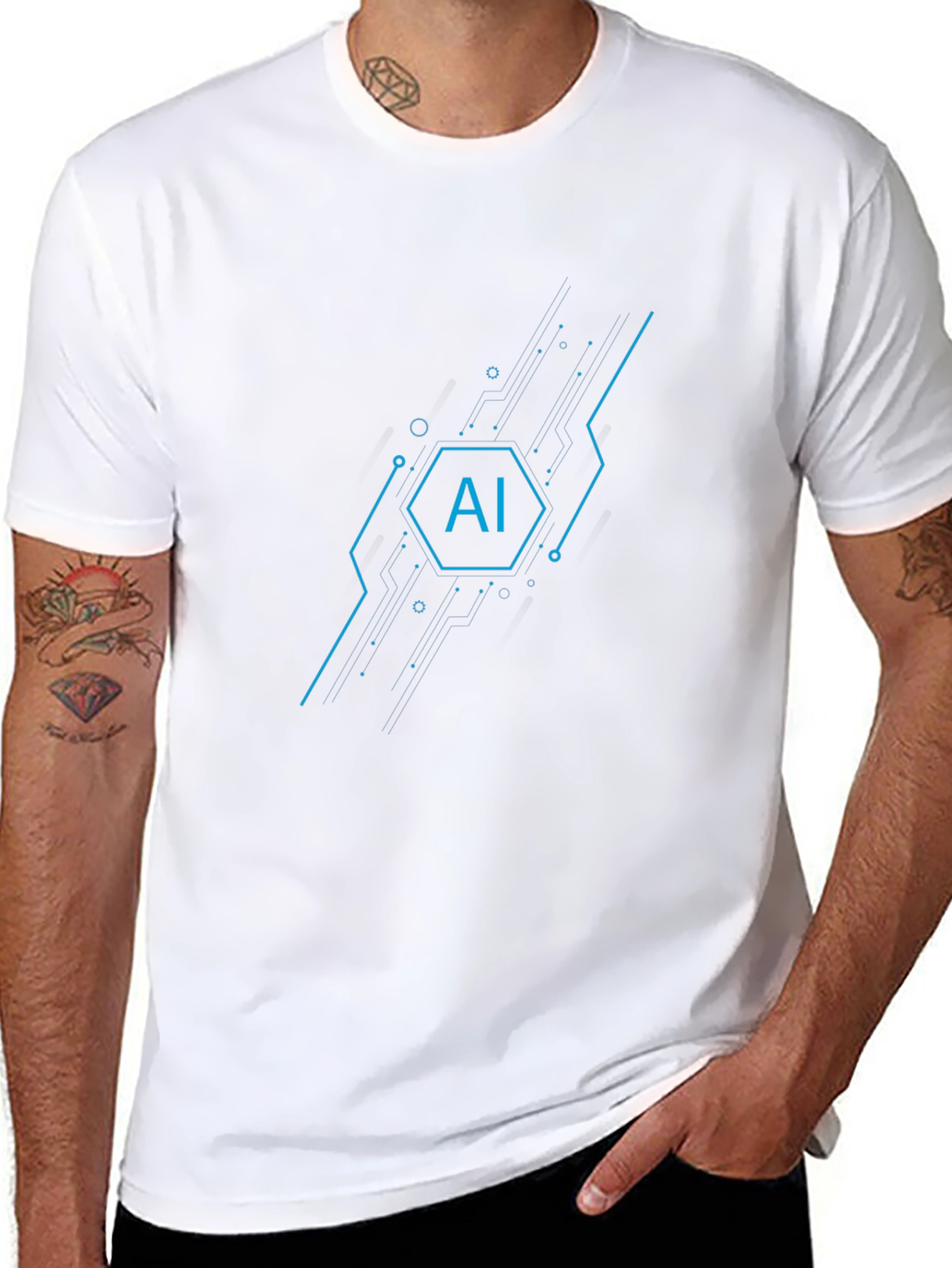 AI Tech Circuit Graphic Tee - Black